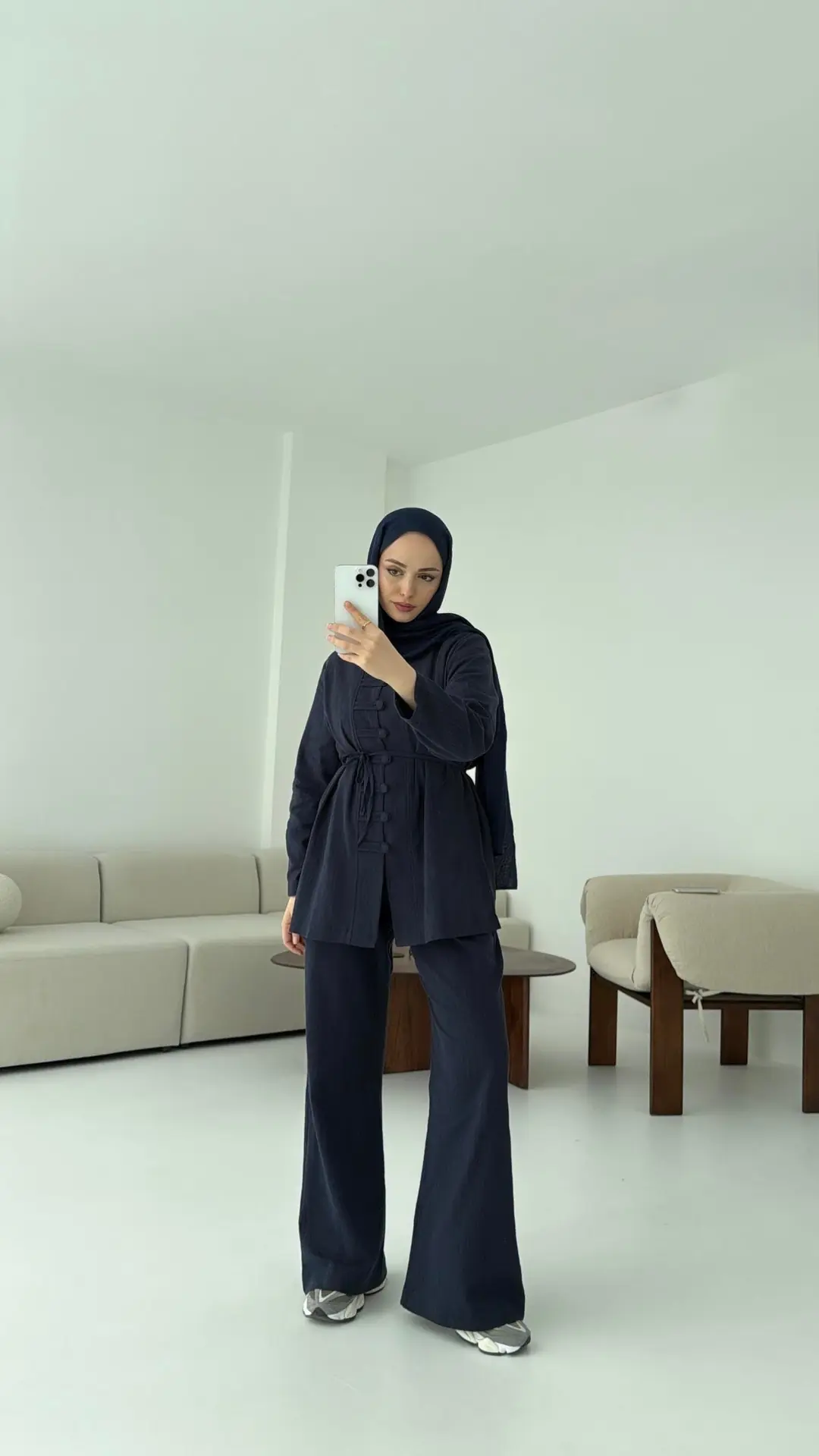 Düğme Detaylı Takım Lacivert