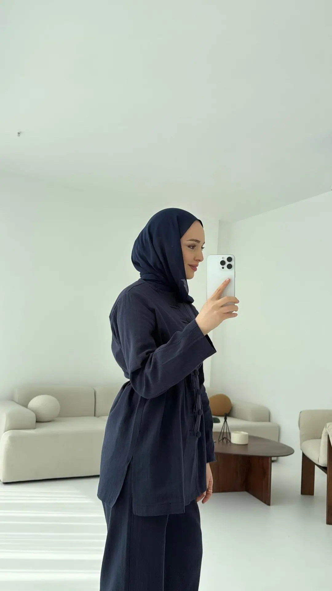 Düğme Detaylı Takım Lacivert - Görsel 4