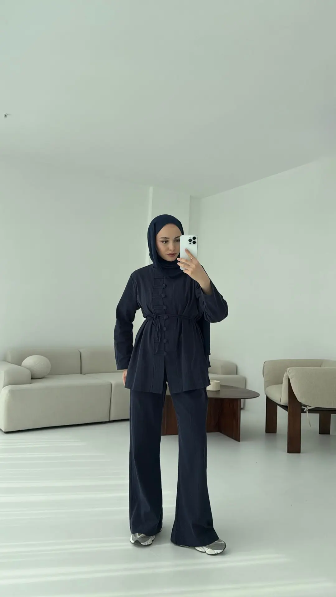 Düğme Detaylı Takım Lacivert - Görsel 5