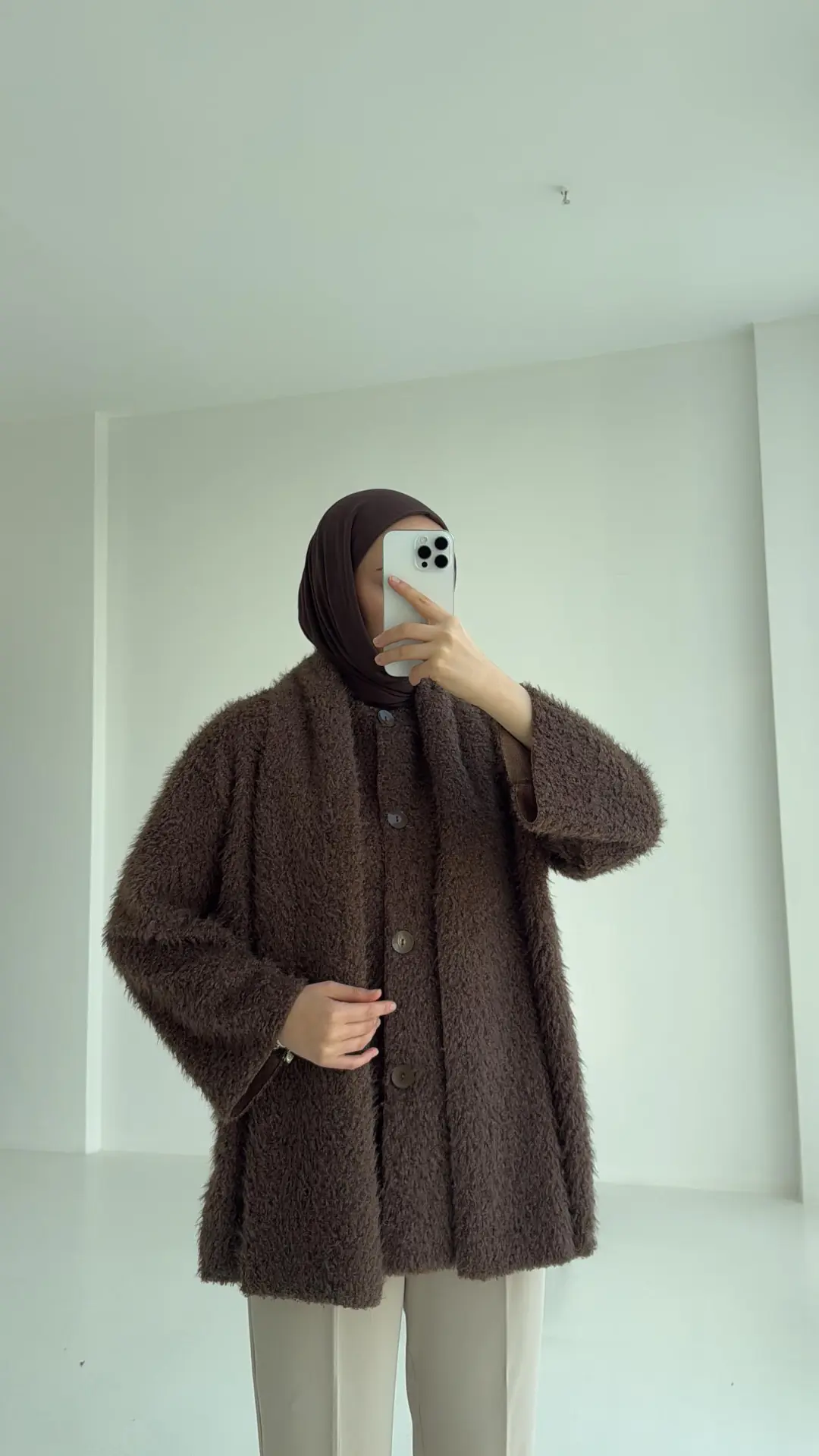 Düğmeli Atkı Detay Ceket Kahve