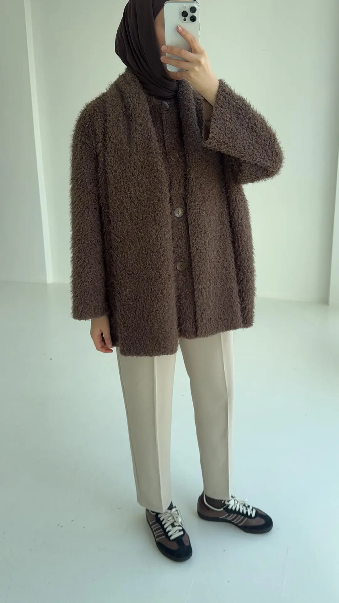 Düğmeli Atkı Detay Ceket Kahve - Görsel 5