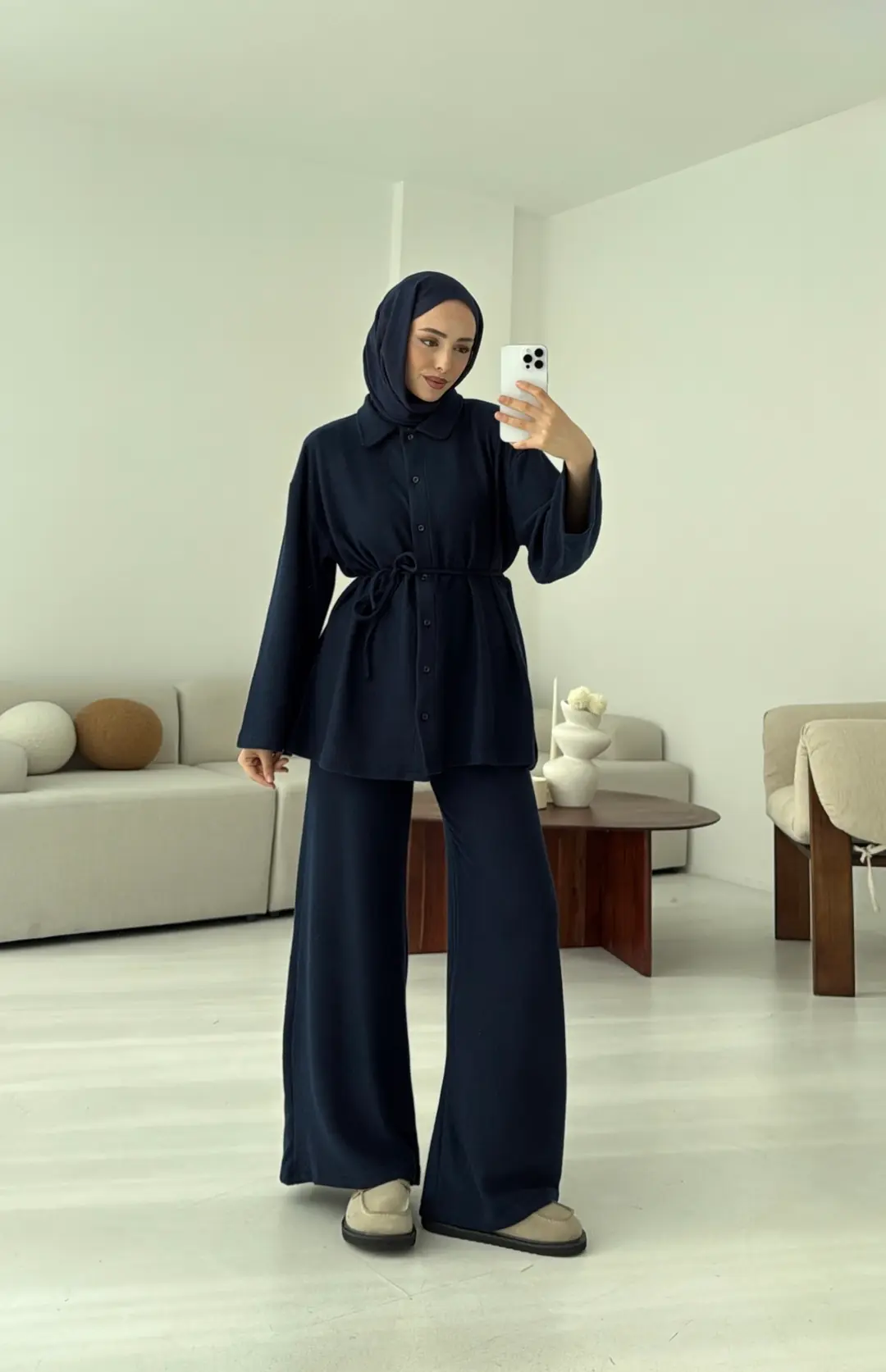 Düğmeli Süprem Takım Lacivert