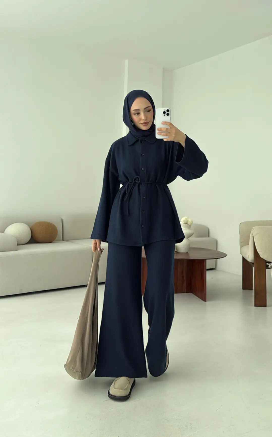 Düğmeli Süprem Takım Lacivert - Görsel 10