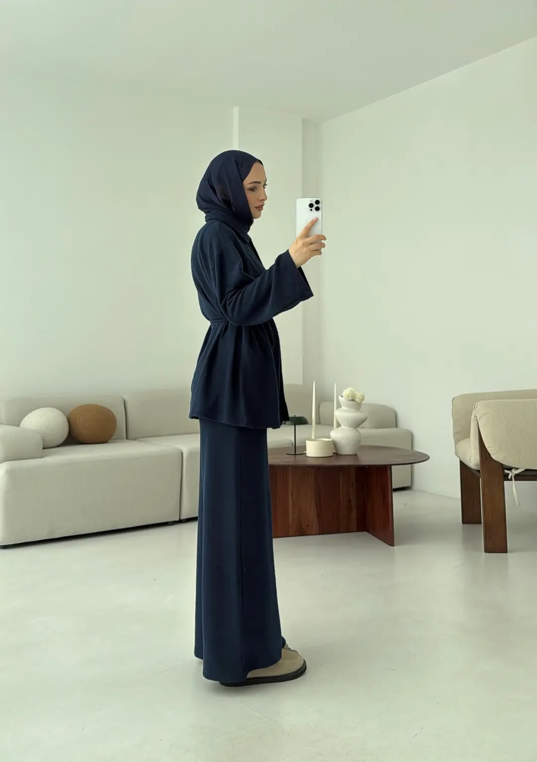 Düğmeli Süprem Takım Lacivert - Görsel 2