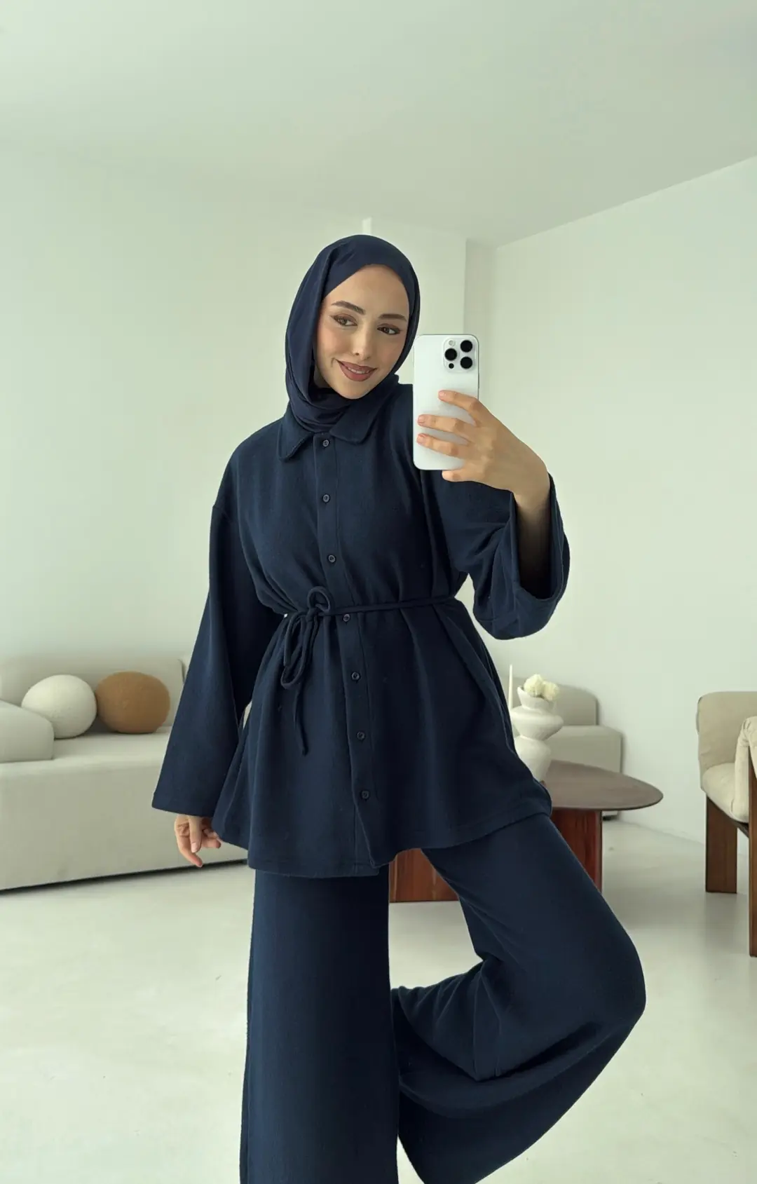 Düğmeli Süprem Takım Lacivert - Görsel 3