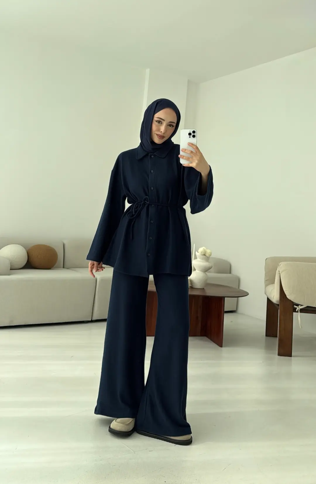 Düğmeli Süprem Takım Lacivert - Görsel 4