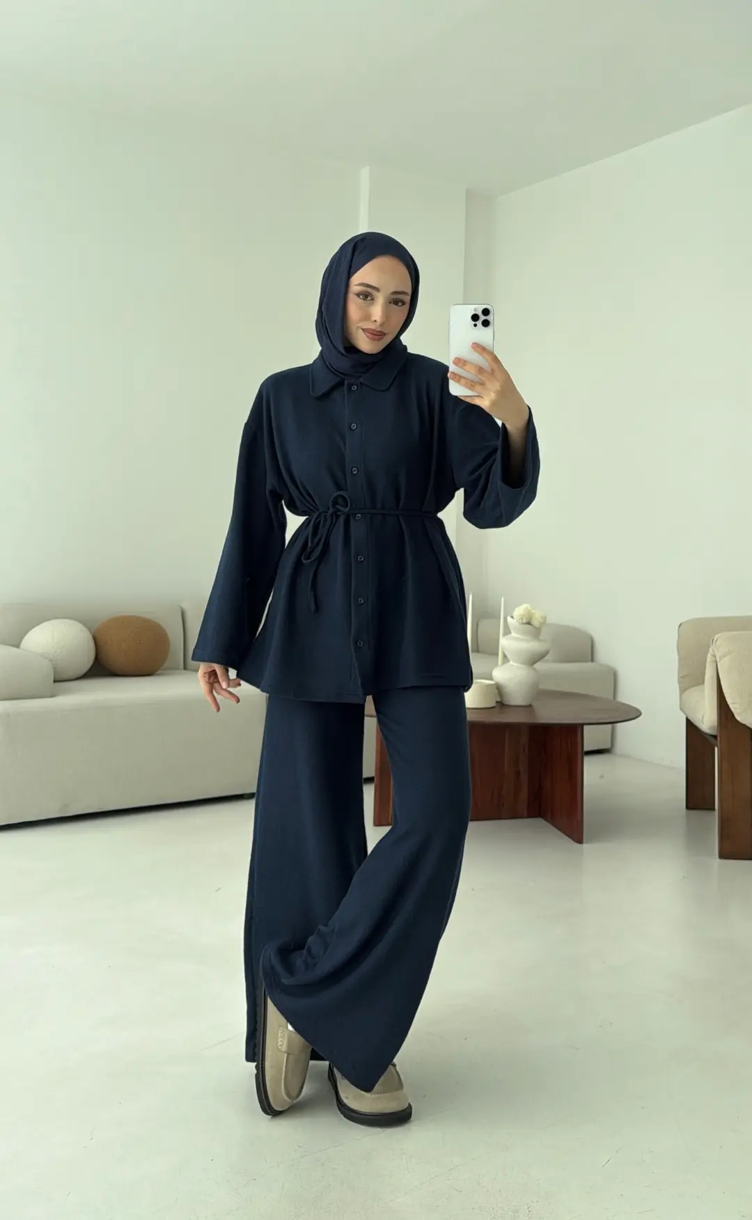 Düğmeli Süprem Takım Lacivert - Görsel 8