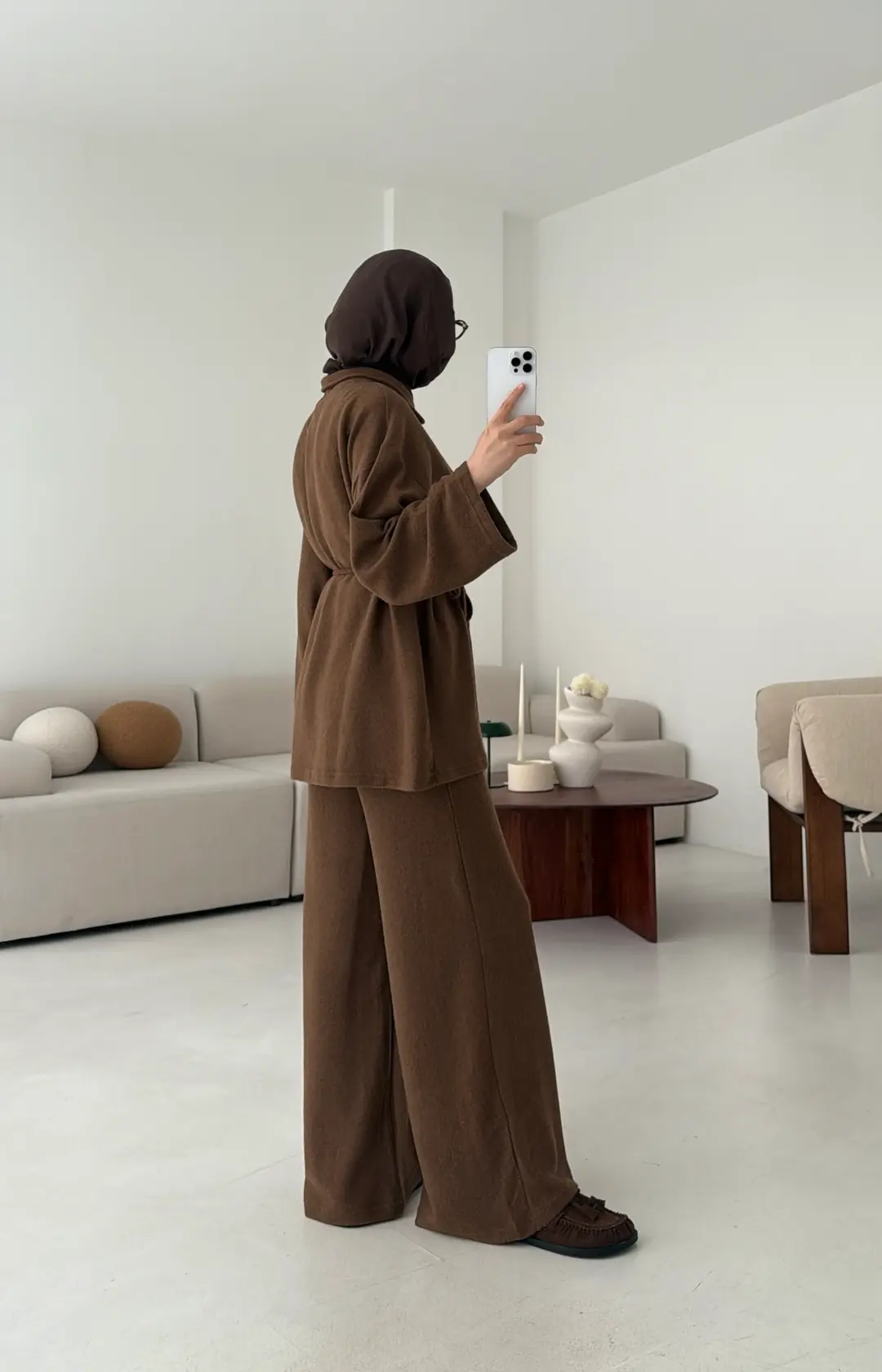 Düğmeli Süprem Takım Kahve - Görsel 3