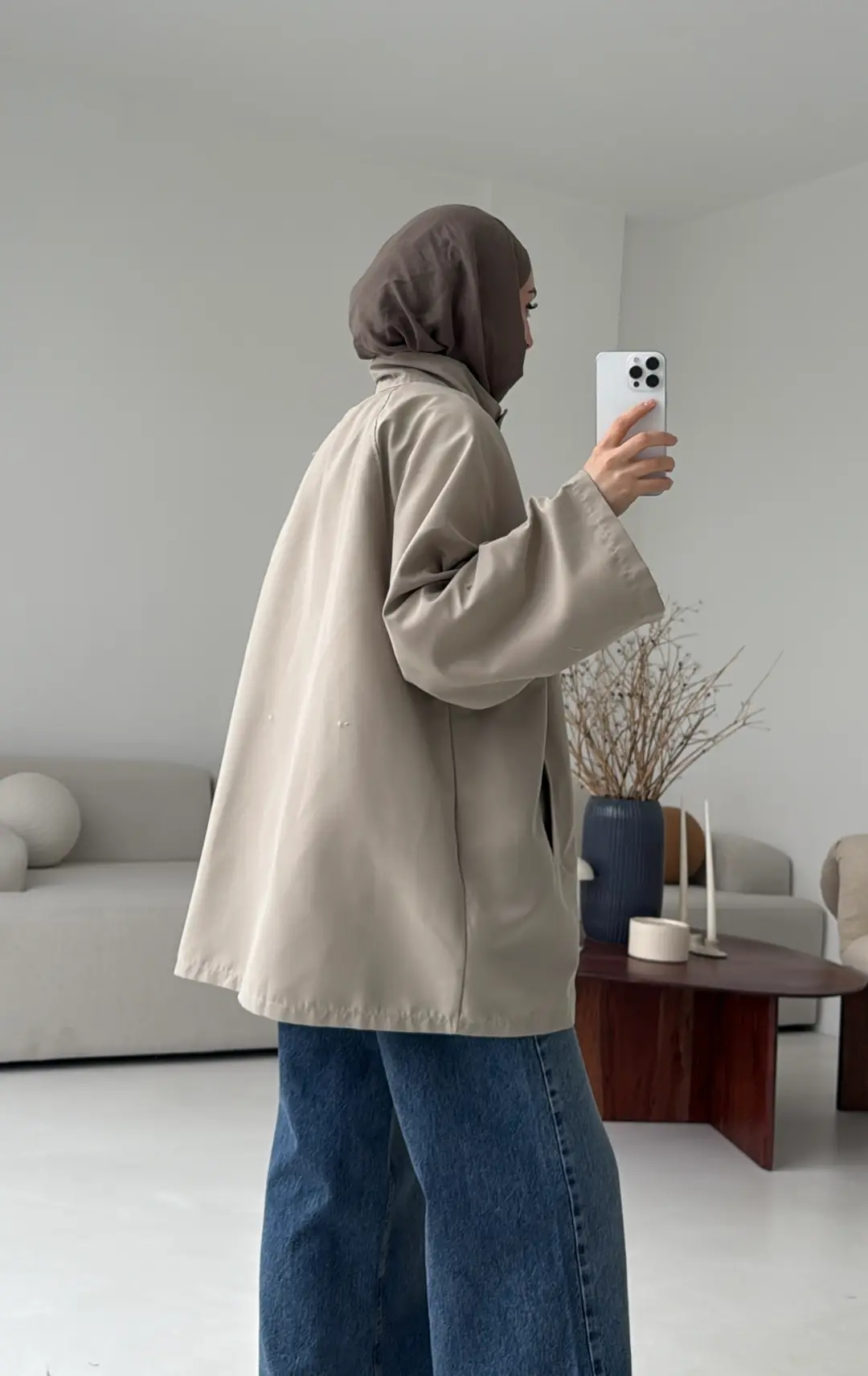 Düğmeli Trençkot Taş - Görsel 2