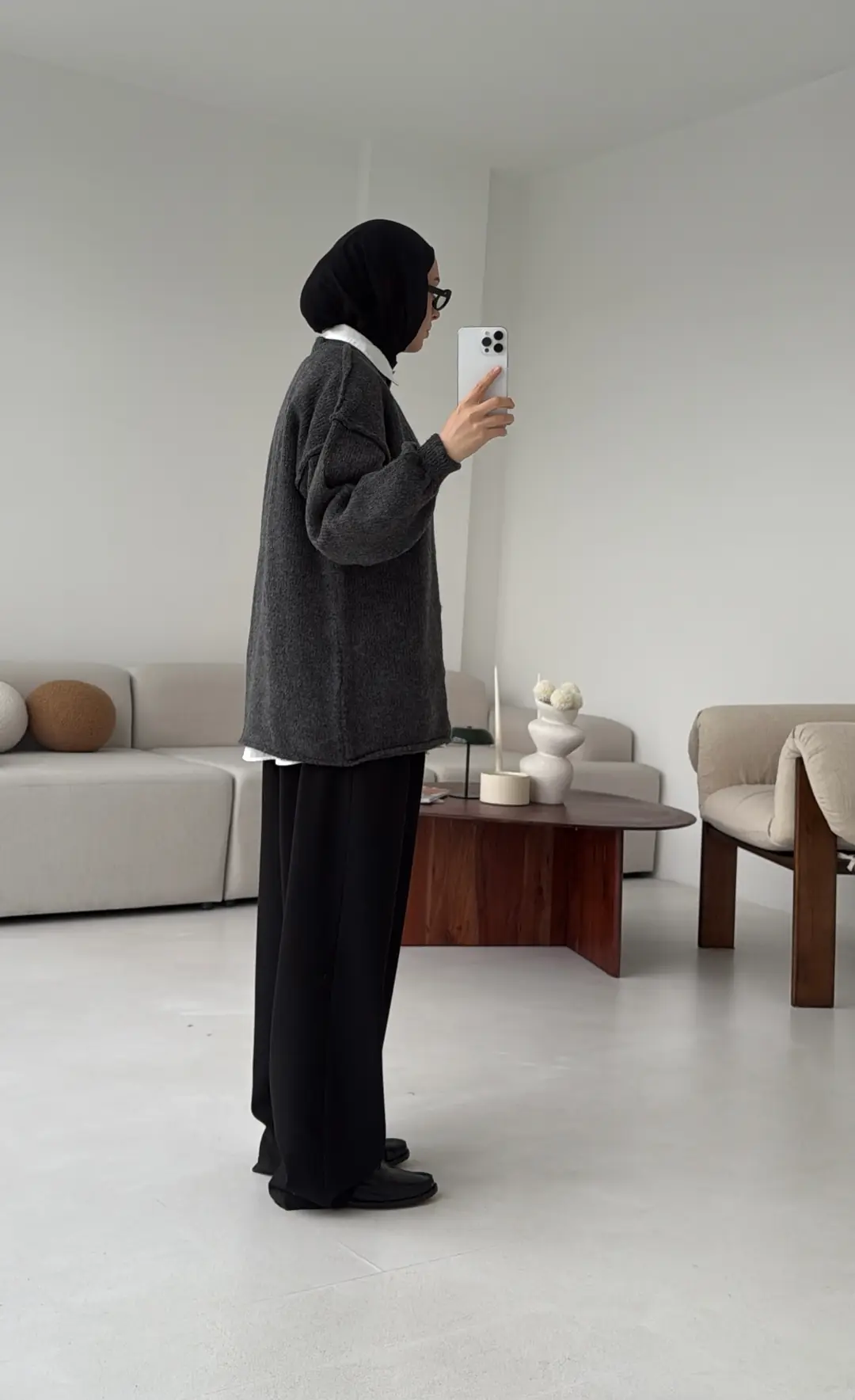 Düğmeli Triko Hırka Antrasit - Görsel 10