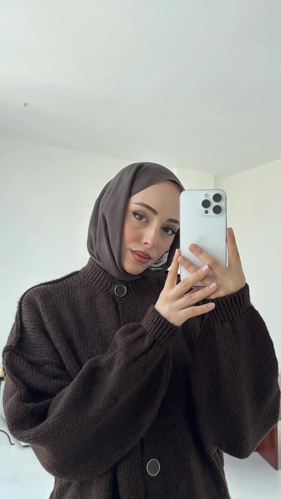 Düğmeli Triko Hırka Kahve - Görsel 4