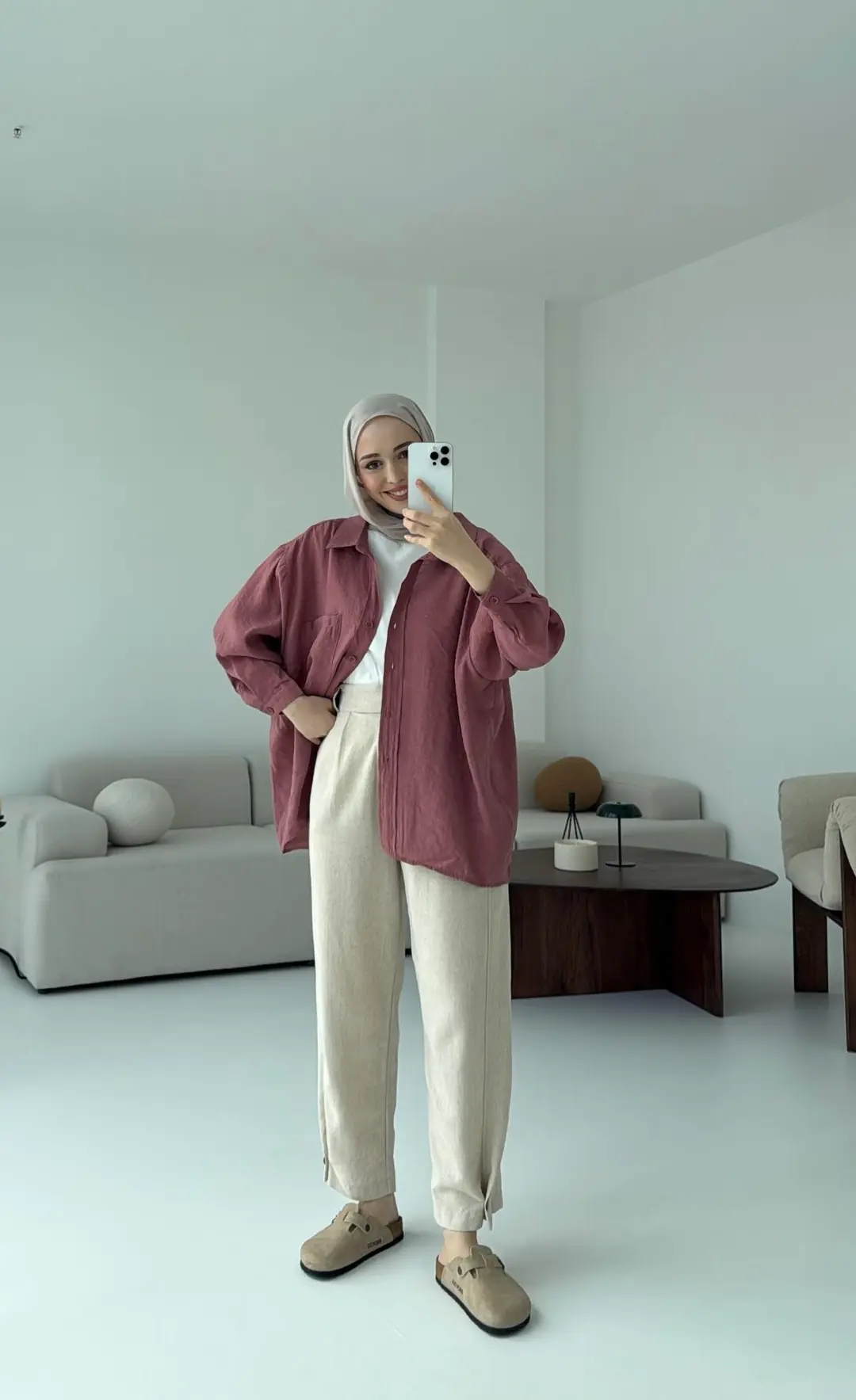 Düşük Omuz Oversize Gömlek Gül Kurusu