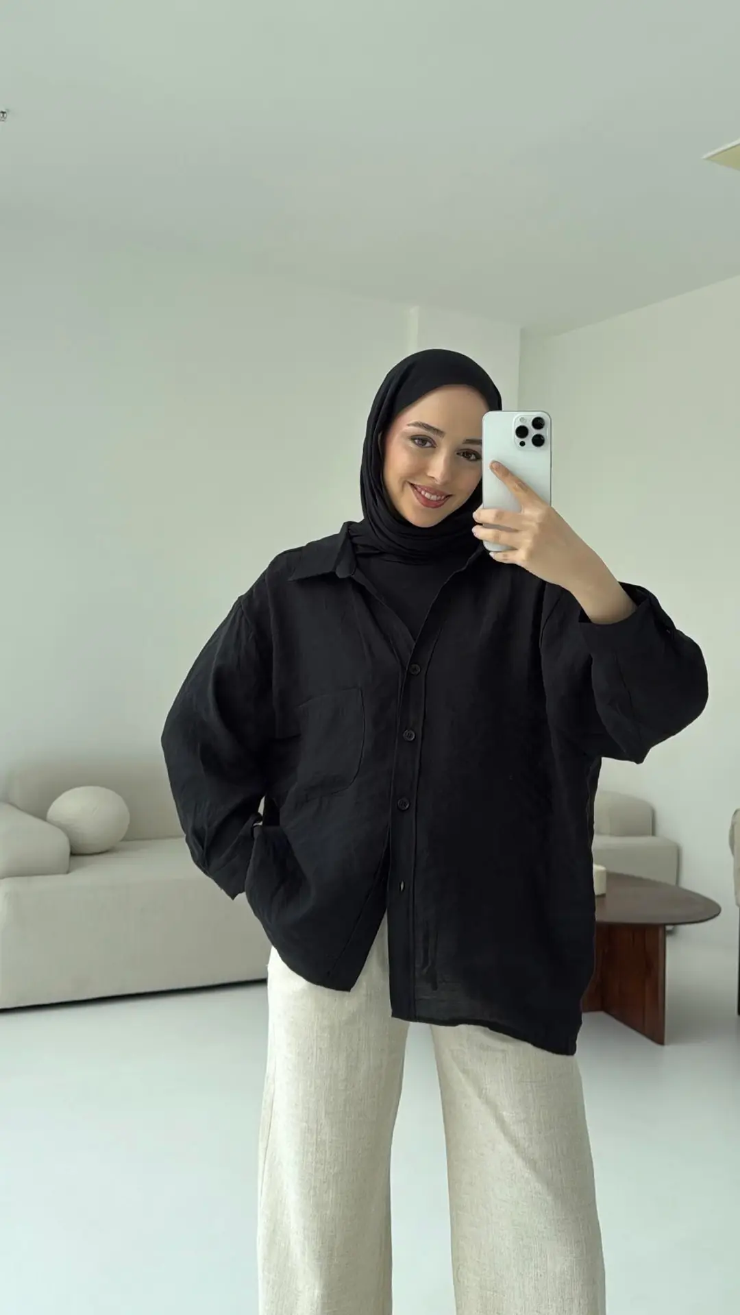 Düşük Omuz Oversize Gömlek Siyah - Görsel 2