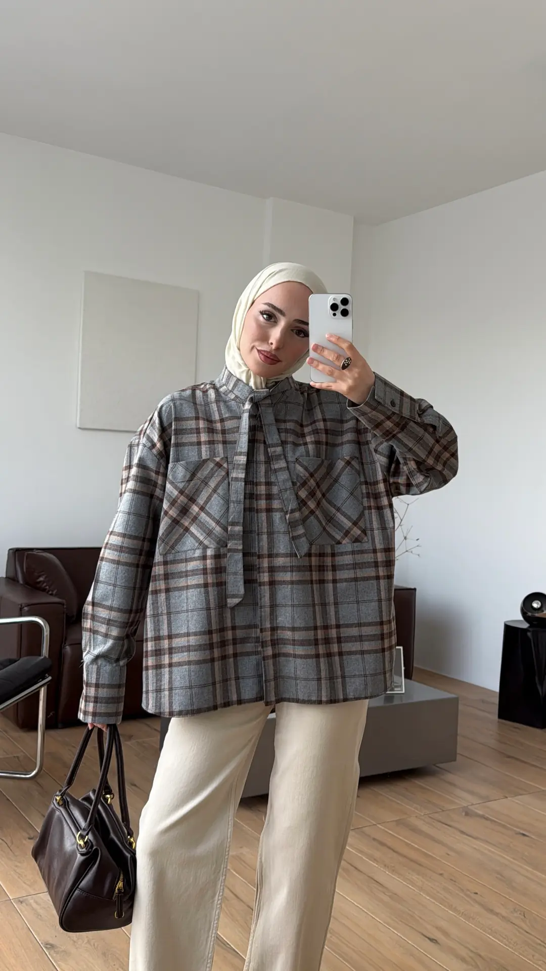 Ekose Mevsimlik Gömlek Gri - Görsel 9