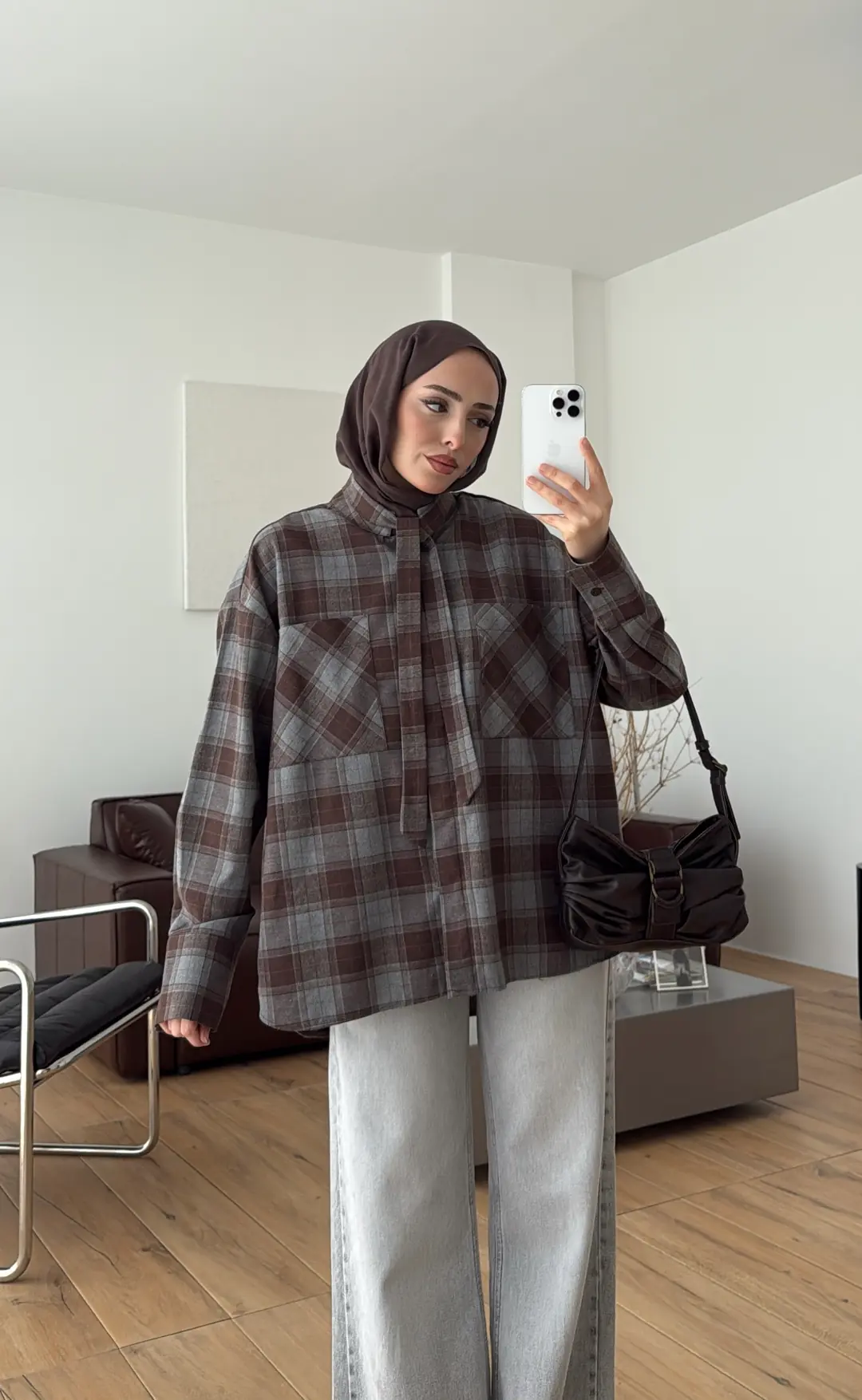 Ekose Mevsimlik Gömlek Kahve - Görsel 7