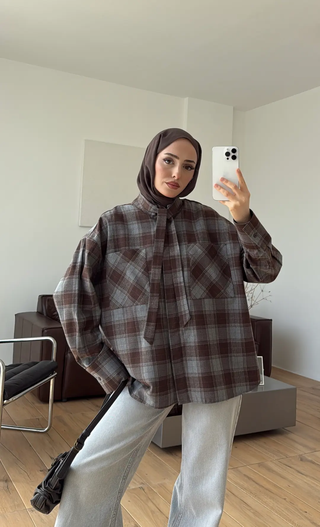 Ekose Mevsimlik Gömlek Kahve - Görsel 8