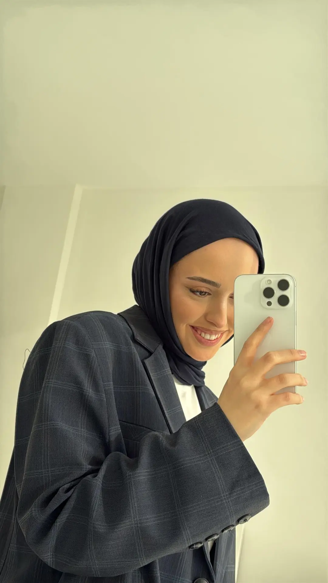 Ekose Oversize Blazer Ceket Lacivert - Görsel 4