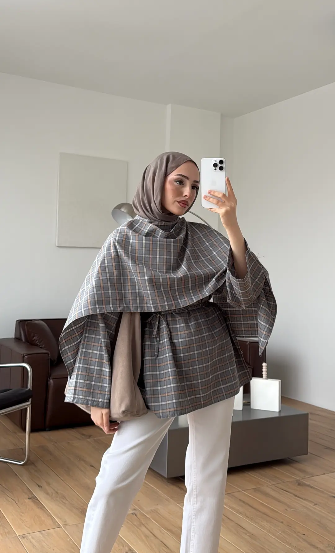 Ekose Şallı Gömlek Gri