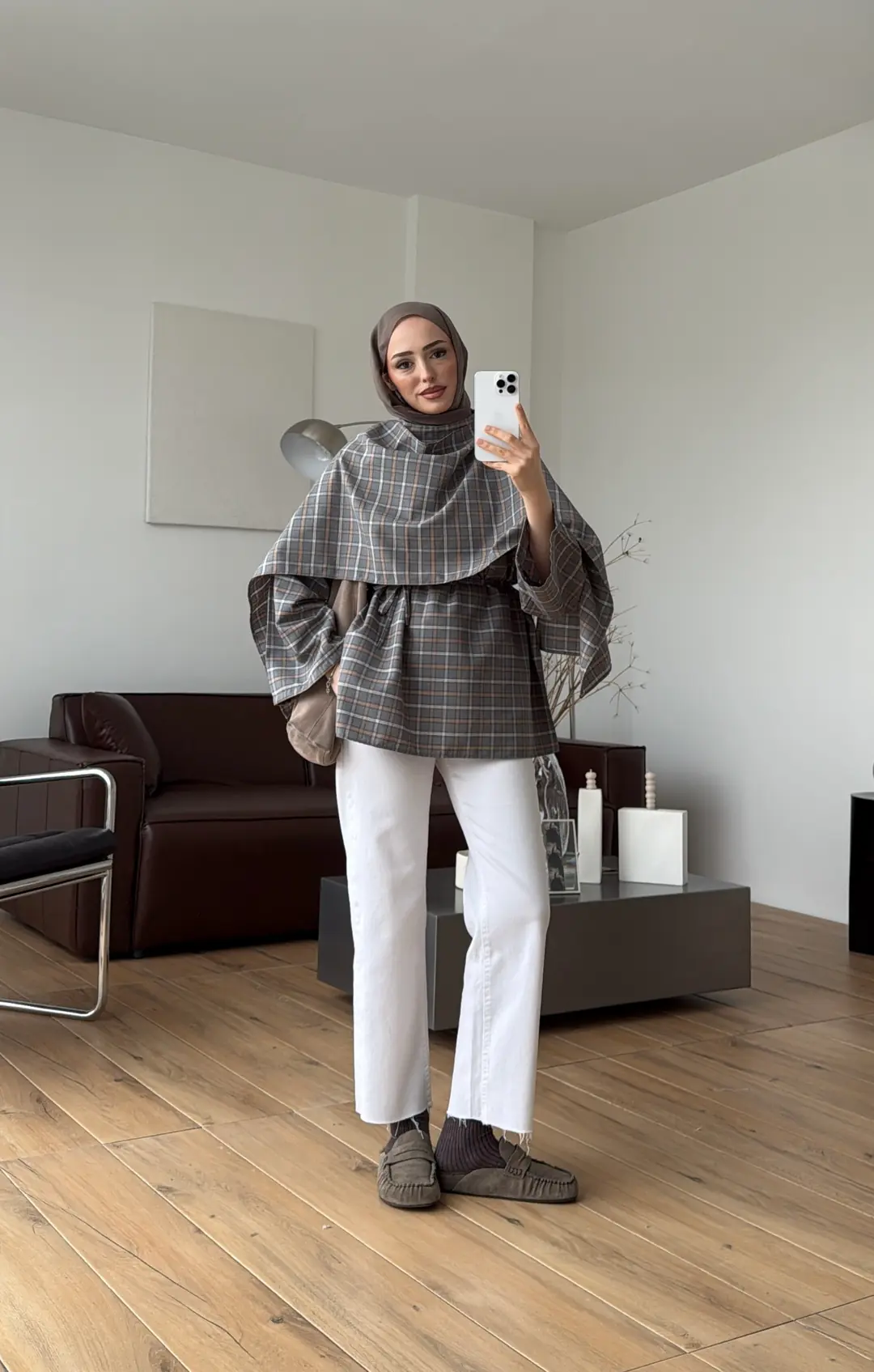 Ekose Şallı Gömlek Gri - Görsel 2