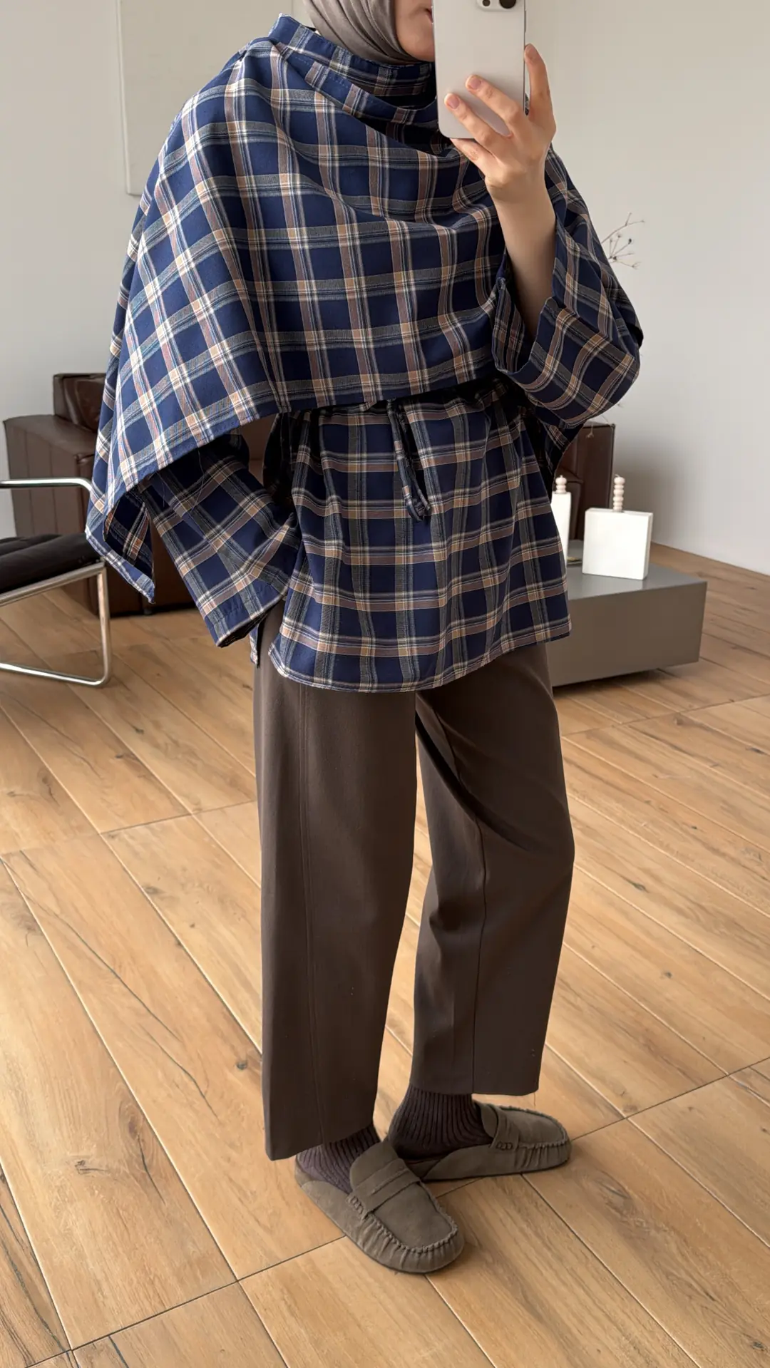 Ekose Şallı Gömlek Lacivert - Görsel 3