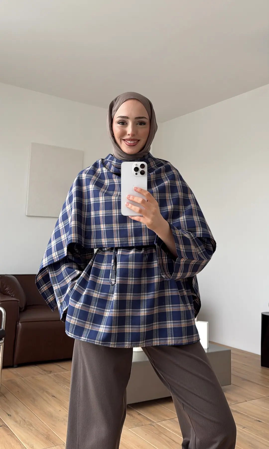 Ekose Şallı Gömlek Lacivert - Görsel 6