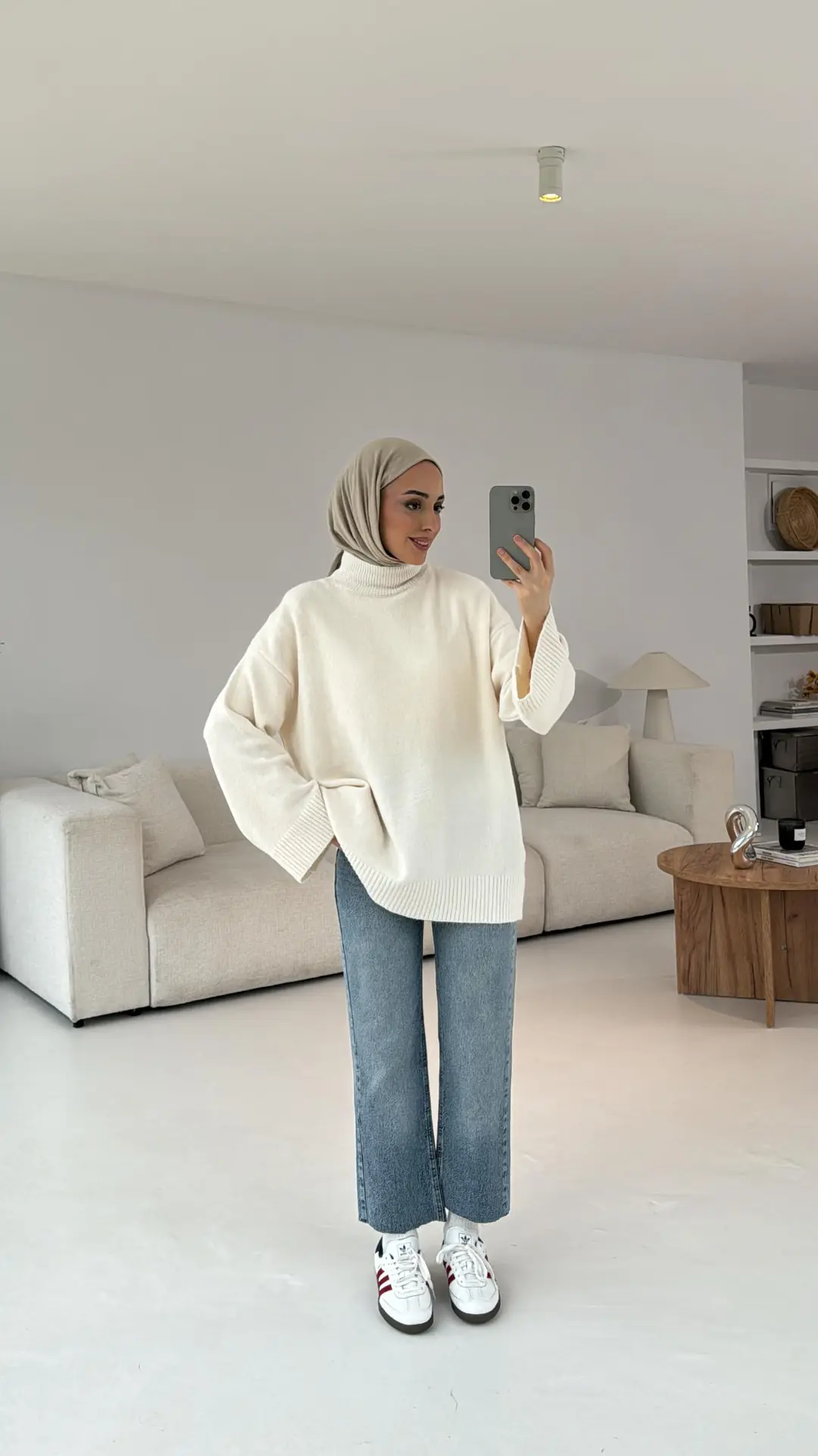 Ekru Yarım Yaka Triko - Görsel 3