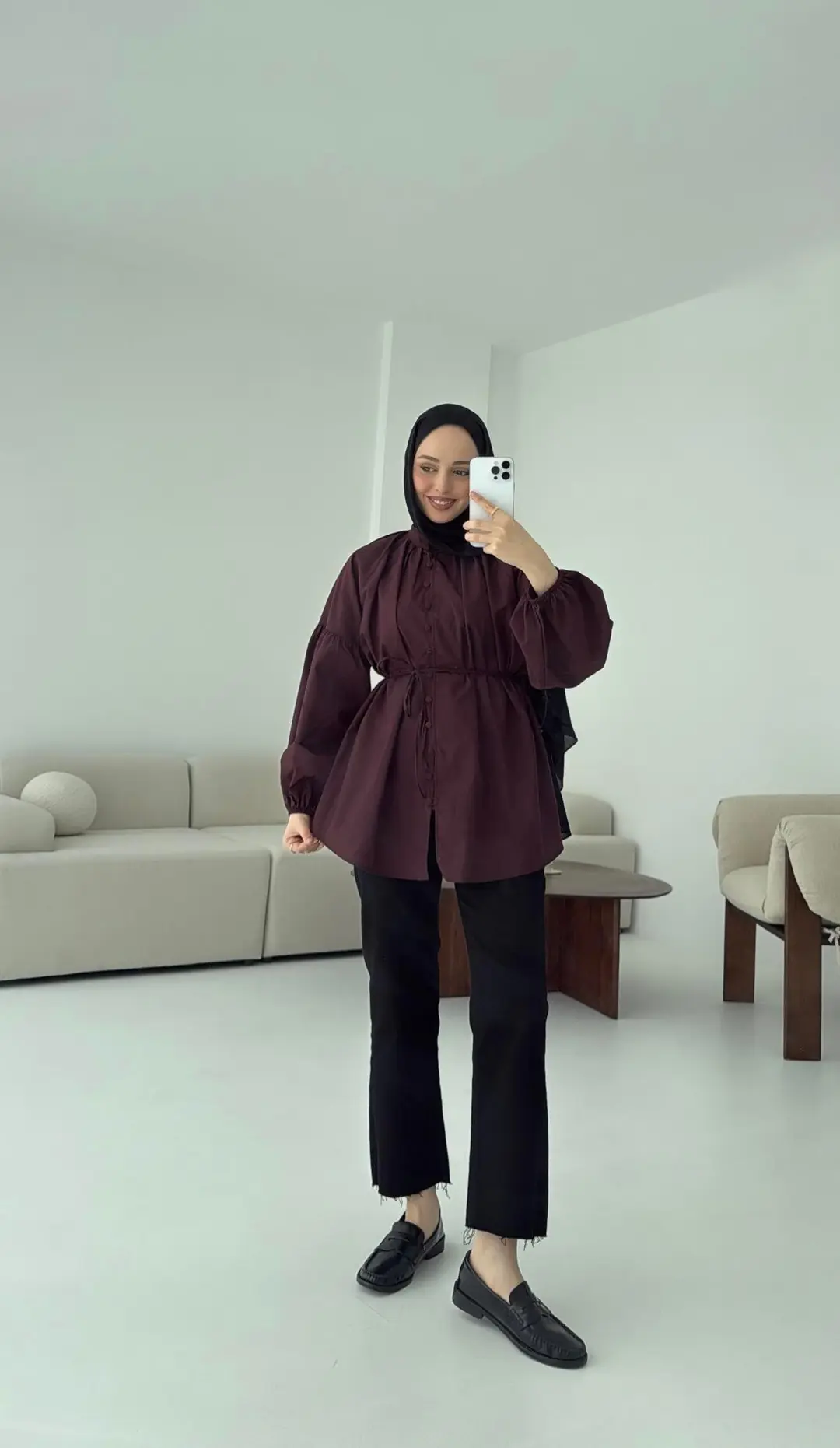 Elegant Gömlek Bordo - Görsel 3