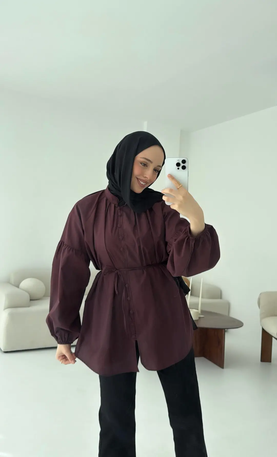 Elegant Gömlek Bordo - Görsel 4