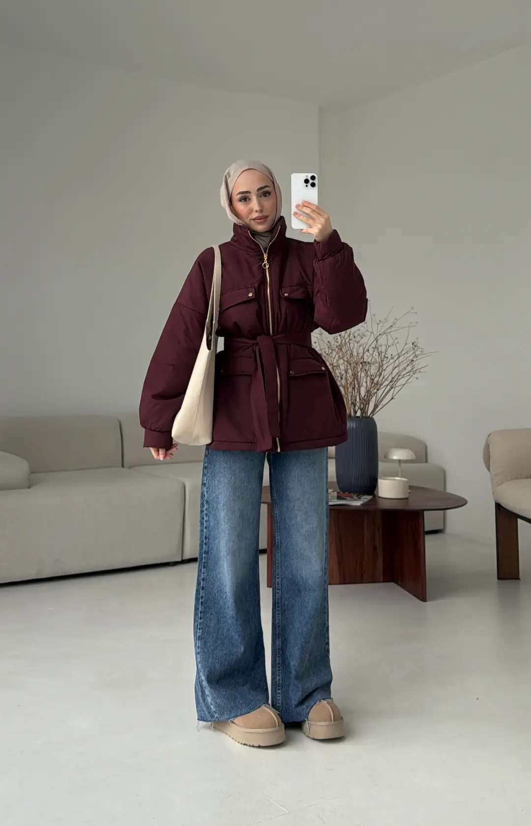 Elyaf Dolgulu Hafif Mont Bordo - Görsel 9