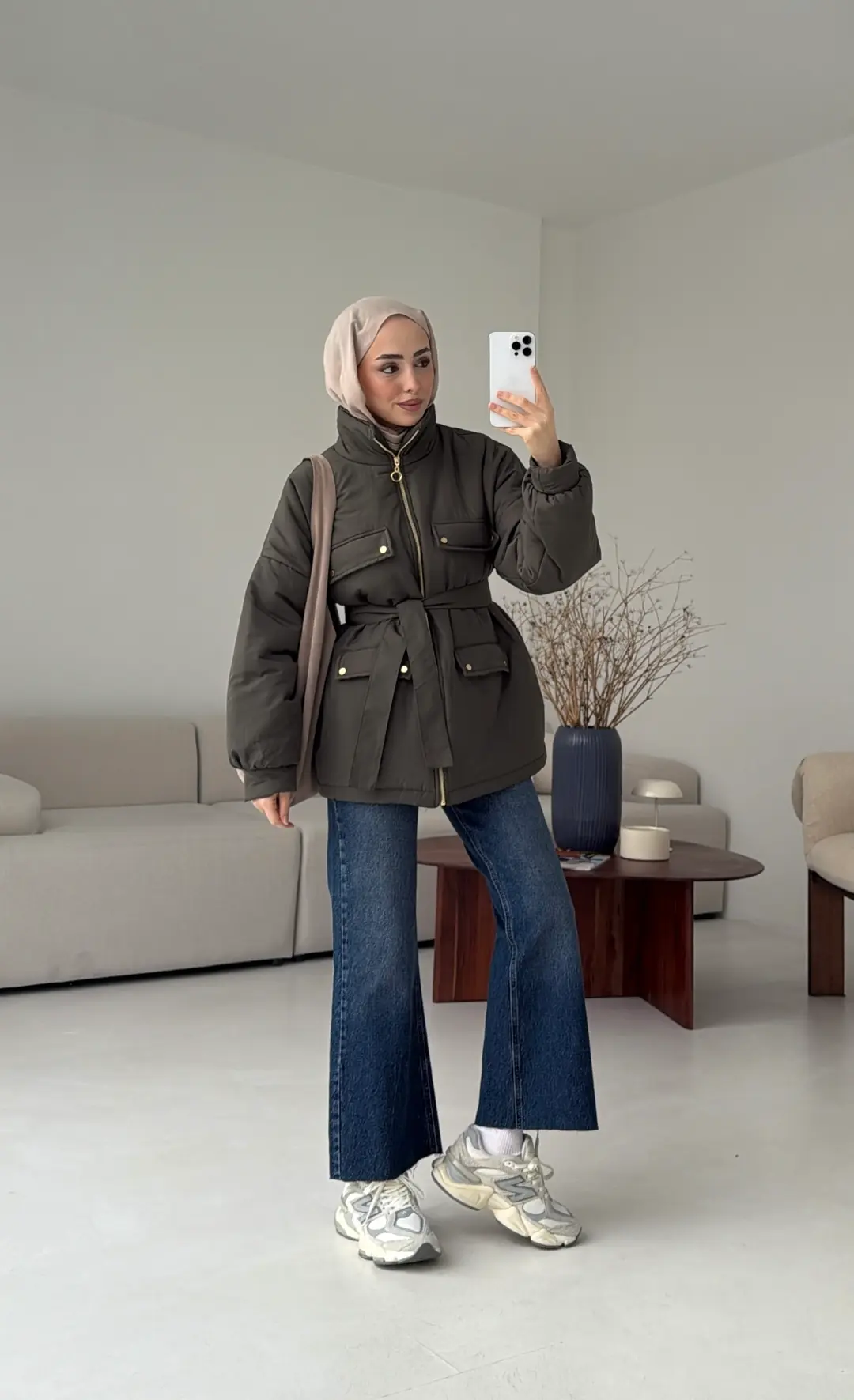 Elyaf Dolgulu Hafif Mont Haki - Görsel 4