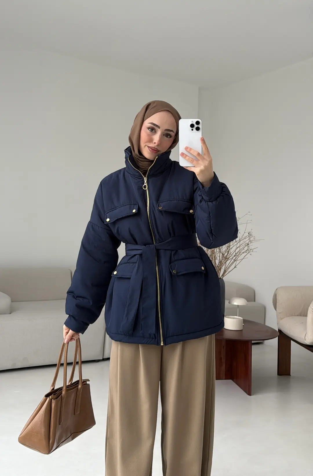 Elyaf Dolgulu Hafif Mont Lacivert - Görsel 10