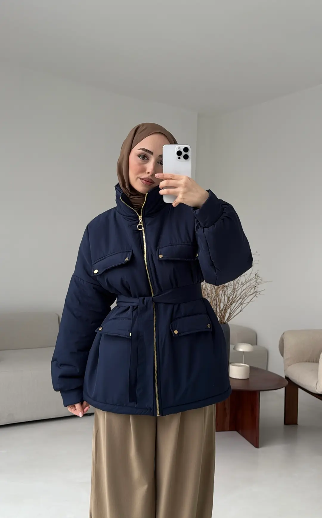 Elyaf Dolgulu Hafif Mont Lacivert - Görsel 4