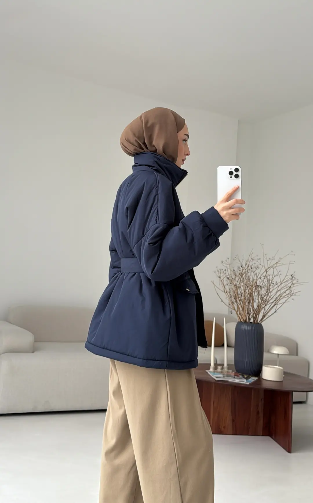 Elyaf Dolgulu Hafif Mont Lacivert - Görsel 5