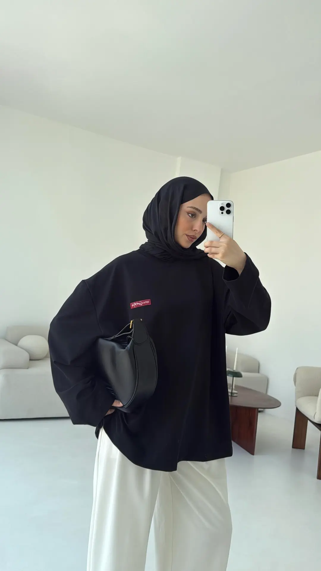 Etiket Baskılı  Sweatshirt Siyah - Görsel 6