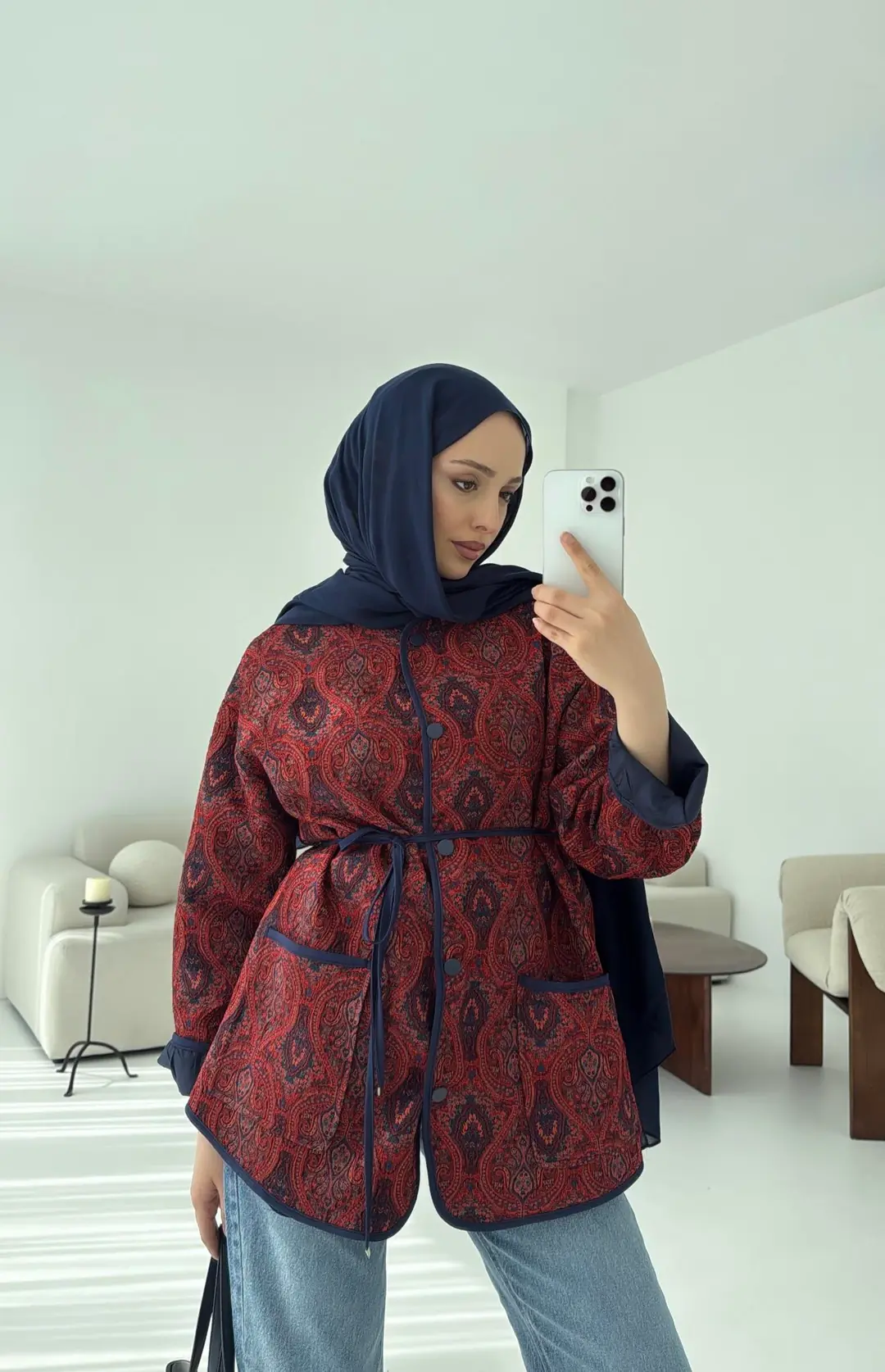 Etnik Desen Bağlamalı Ceket - Görsel 3