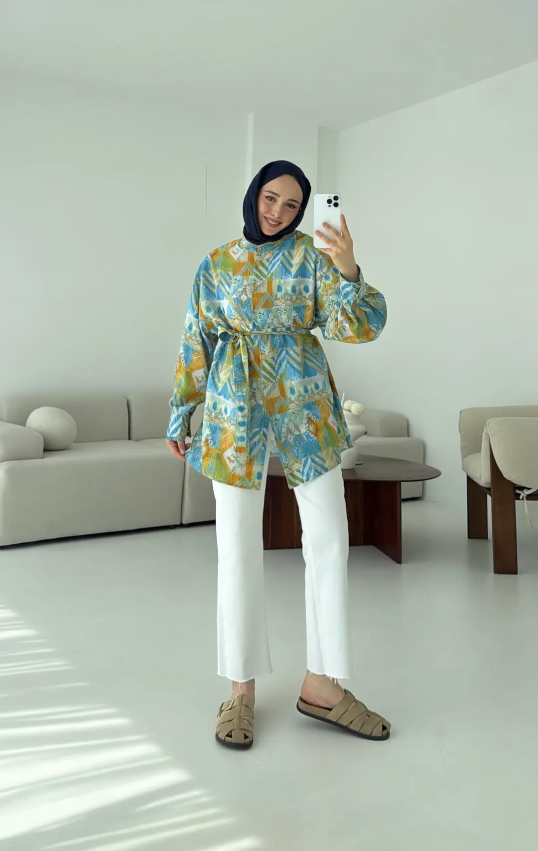 Etnik Desen Tasarım Bağlamalı Gömlek - Görsel 4