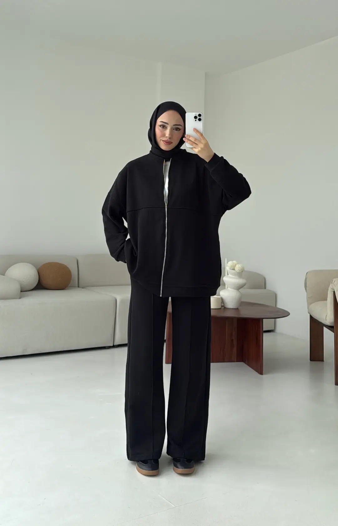 Fermuarlı 3 İplik Takım Siyah - Görsel 6