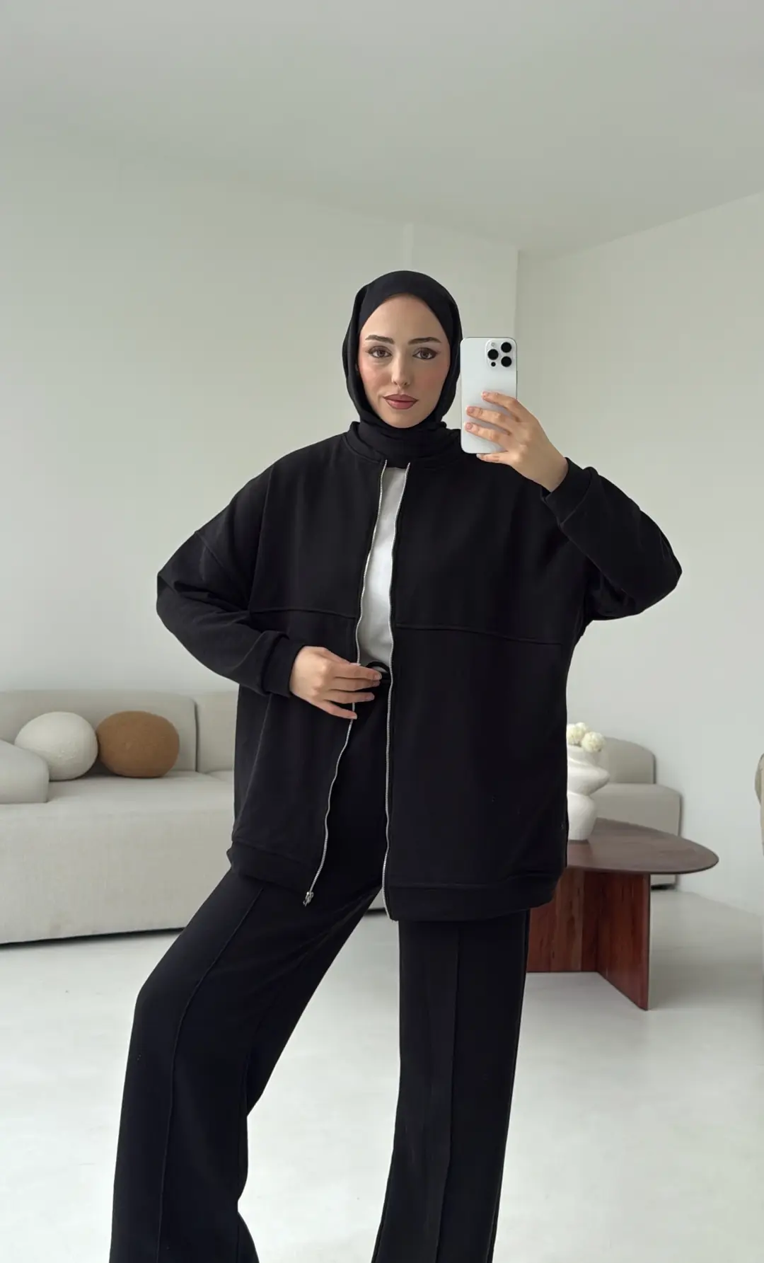 Fermuarlı 3 İplik Takım Siyah - Görsel 7