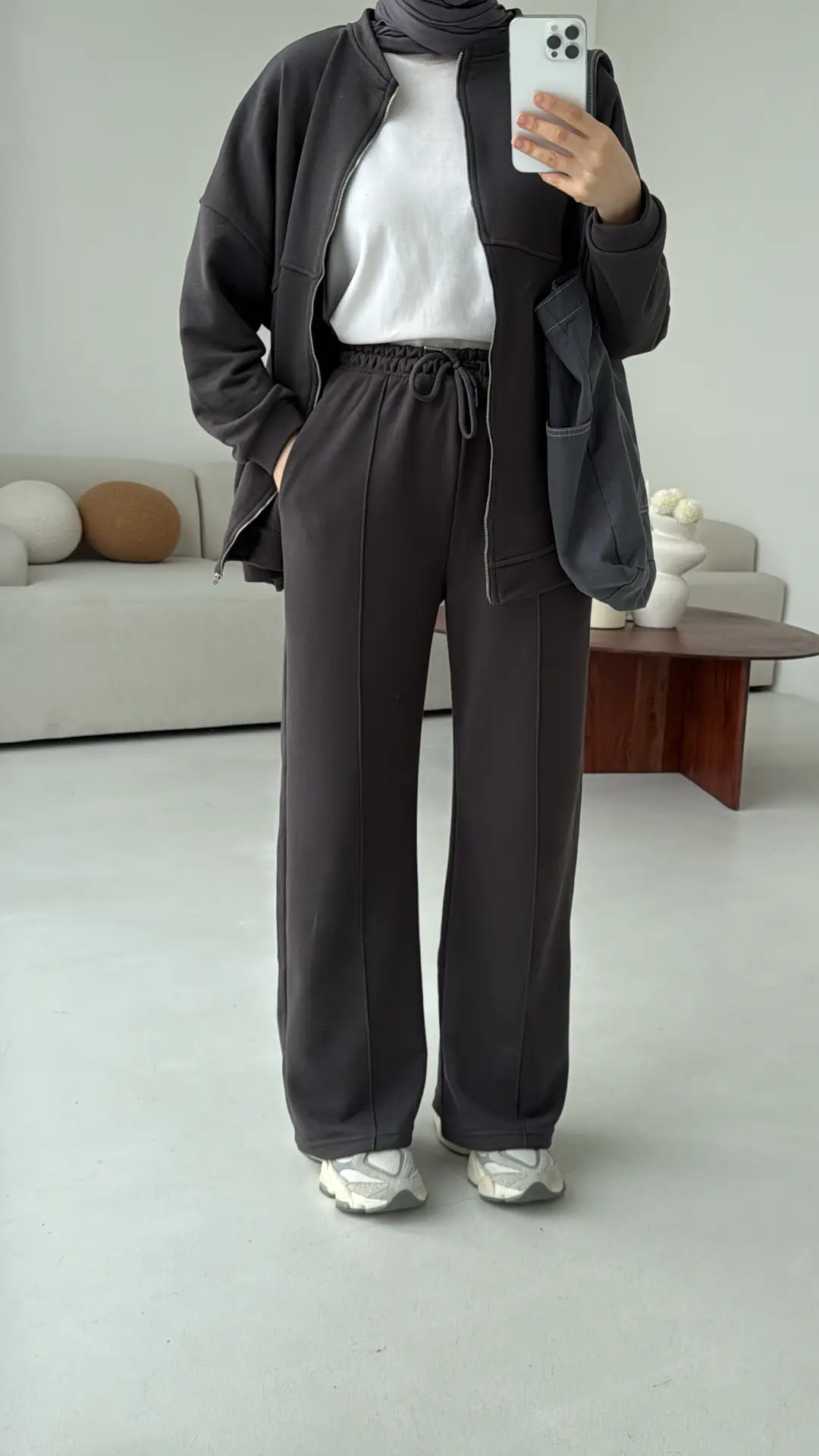 Fermuarlı 3 İplik Takım Gri - Görsel 7