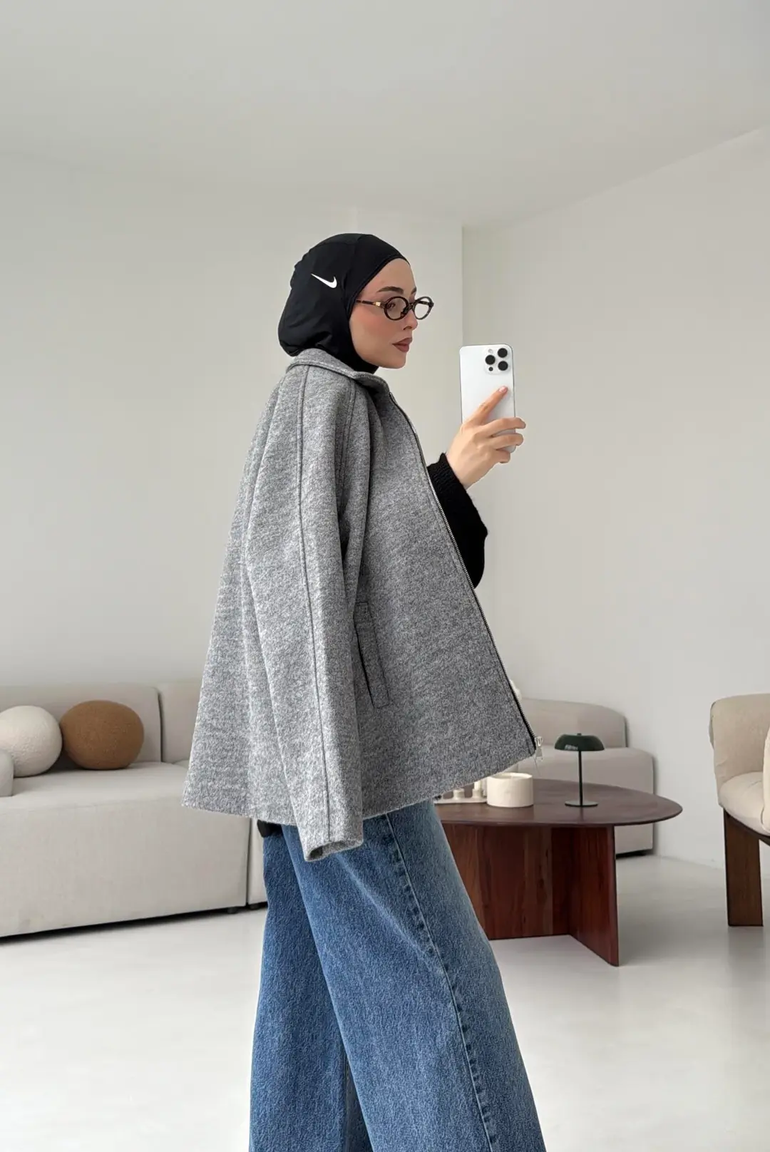 Fermuarlı Premıum Kece Ceket Gri - Görsel 7