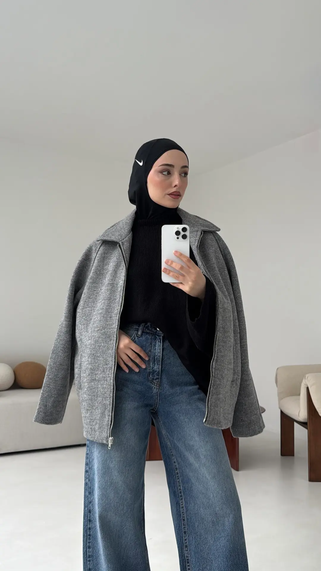 Fermuarlı Premıum Kece Ceket Gri - Görsel 9