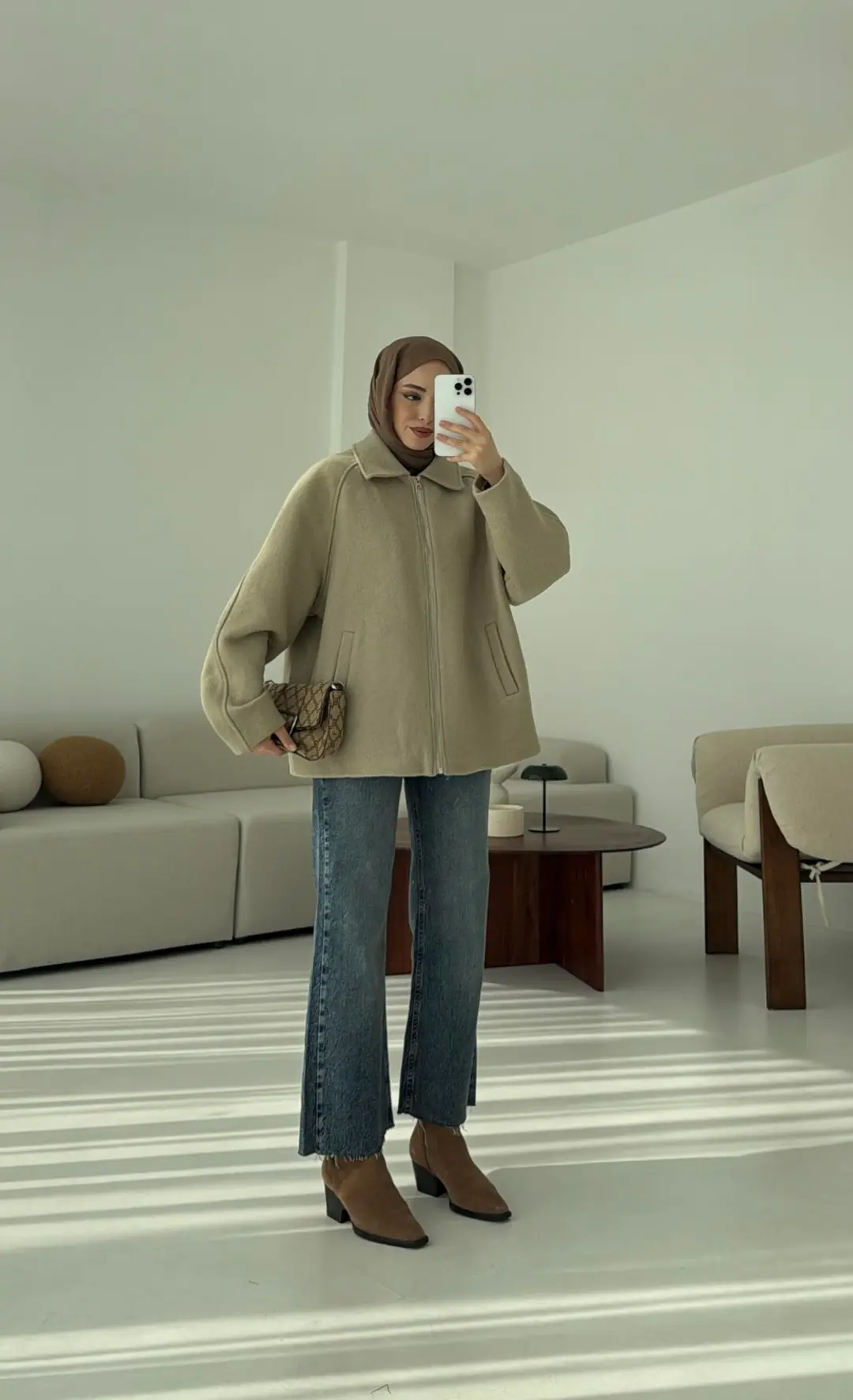 Fermuarlı Premıum Kece Ceket Küf Yeşili - Görsel 9