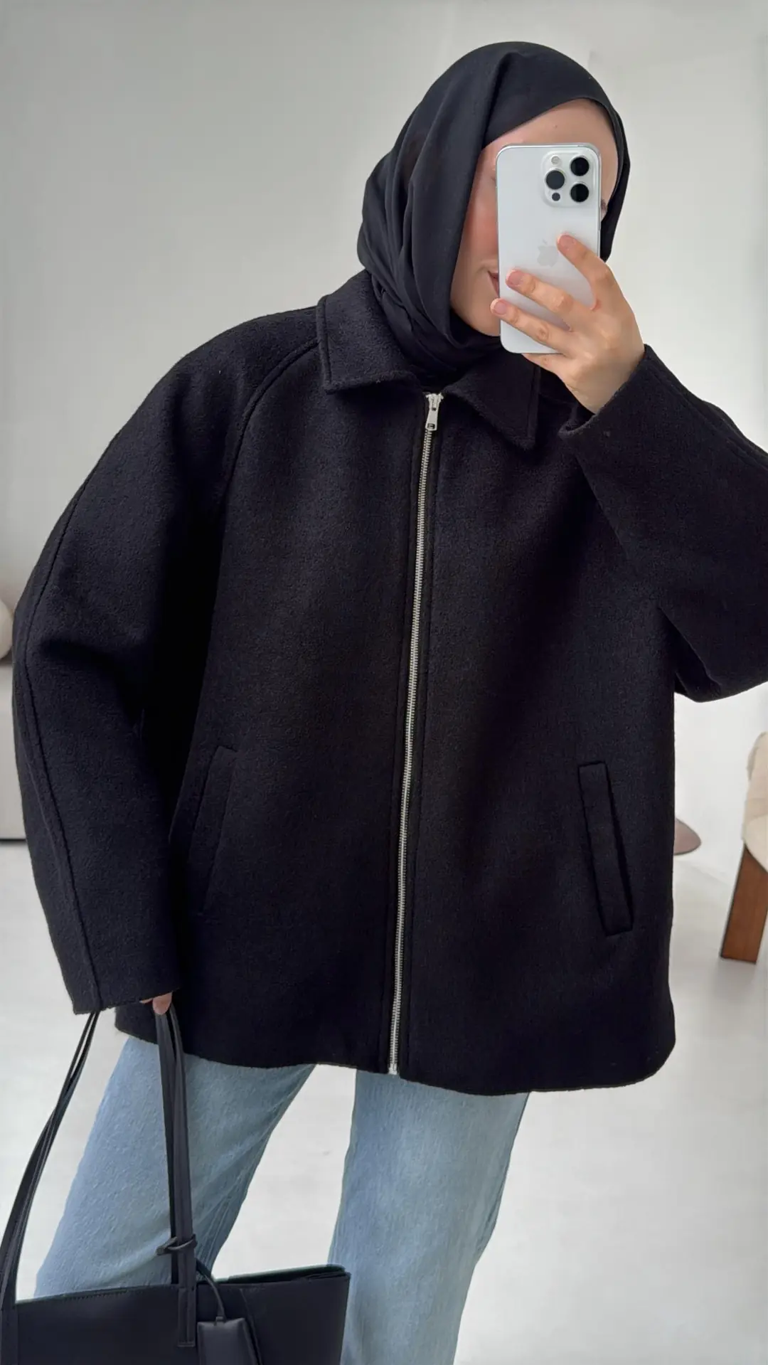 Fermuarlı Premıum Kece Ceket Siyah - Görsel 10