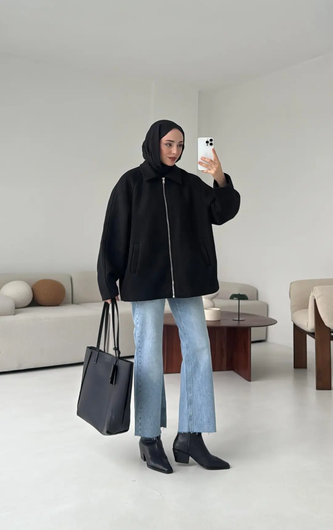 Fermuarlı Premıum Kece Ceket Siyah - Görsel 2