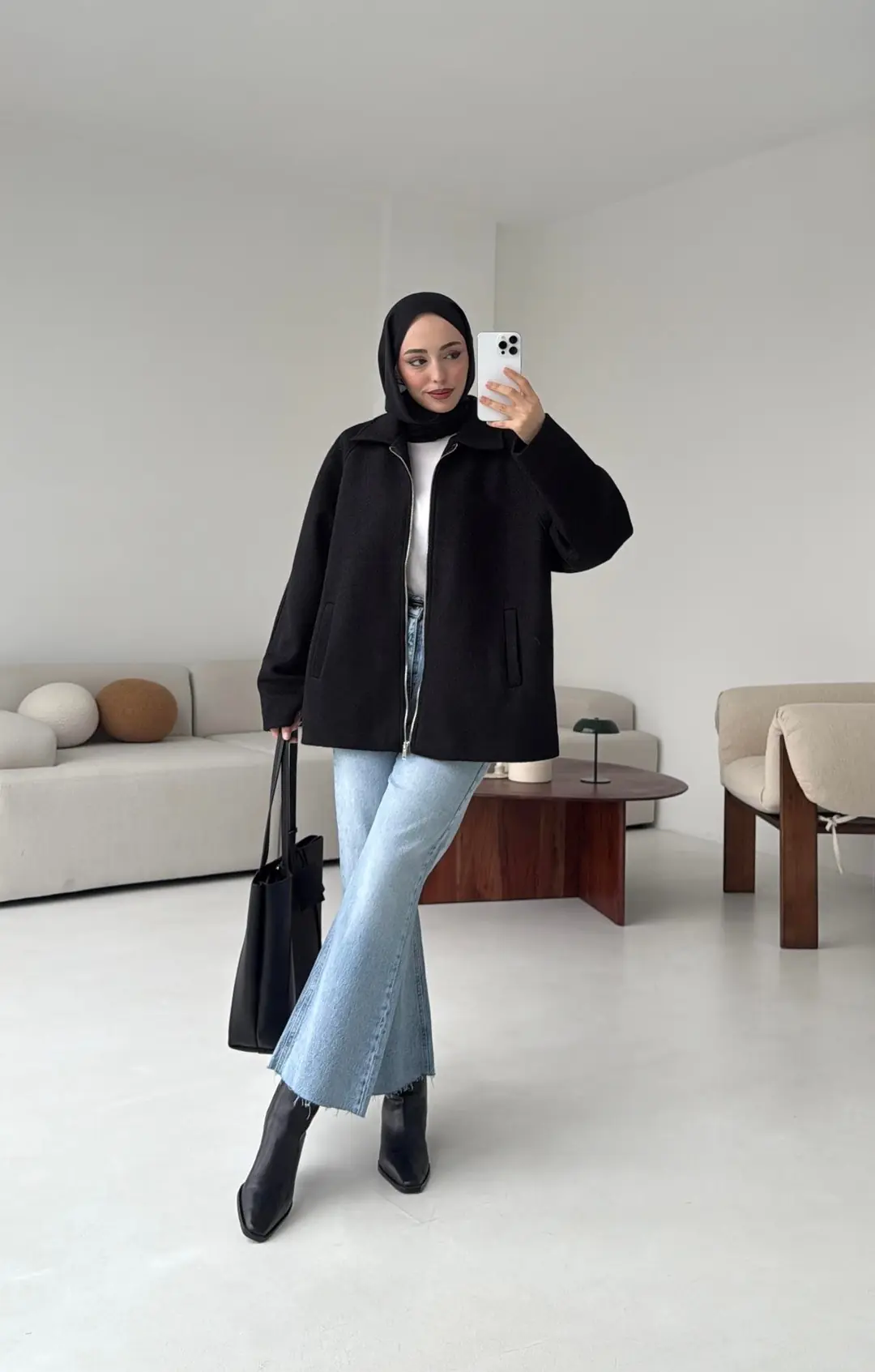 Fermuarlı Premıum Kece Ceket Siyah - Görsel 5