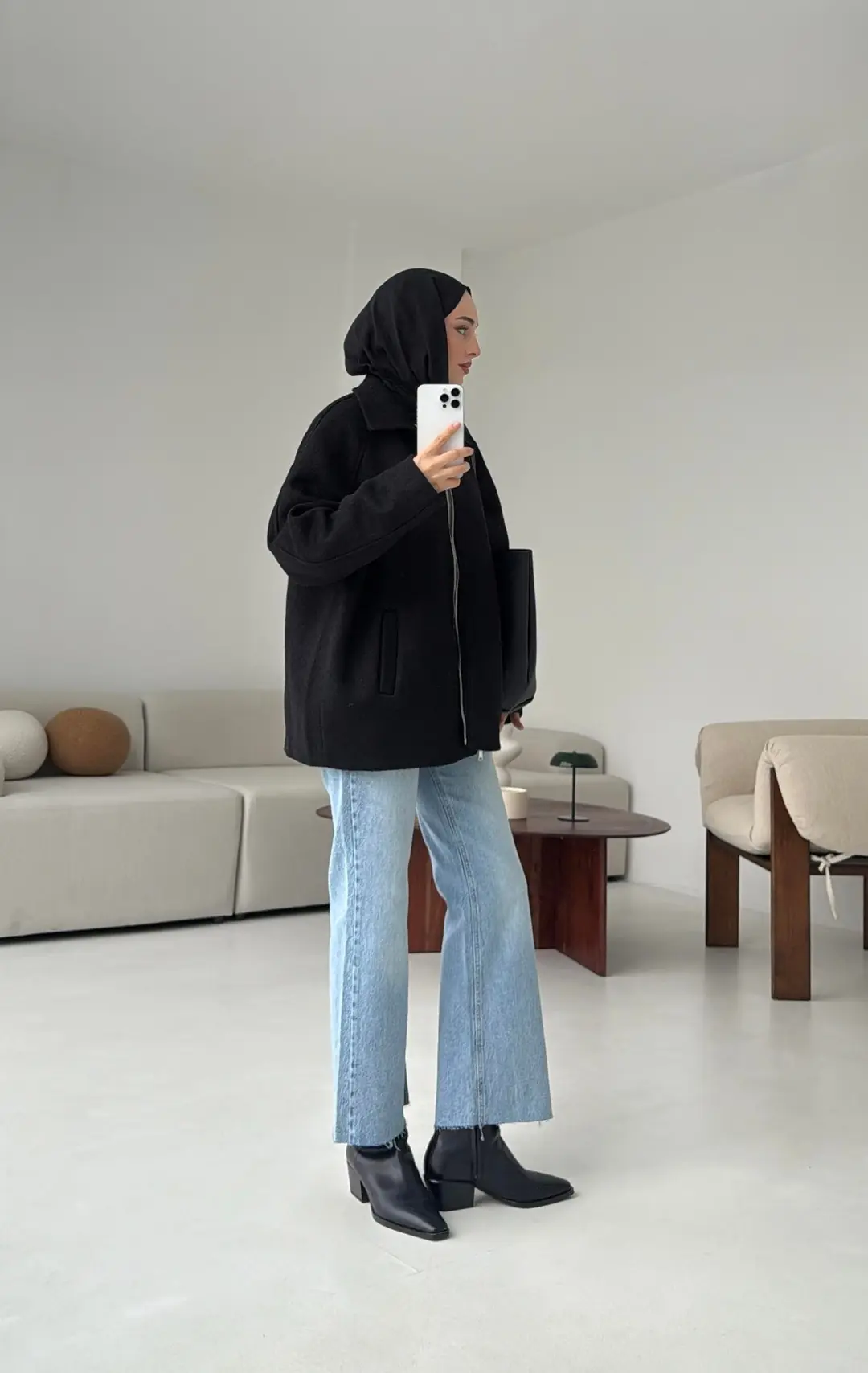 Fermuarlı Premıum Kece Ceket Siyah - Görsel 6