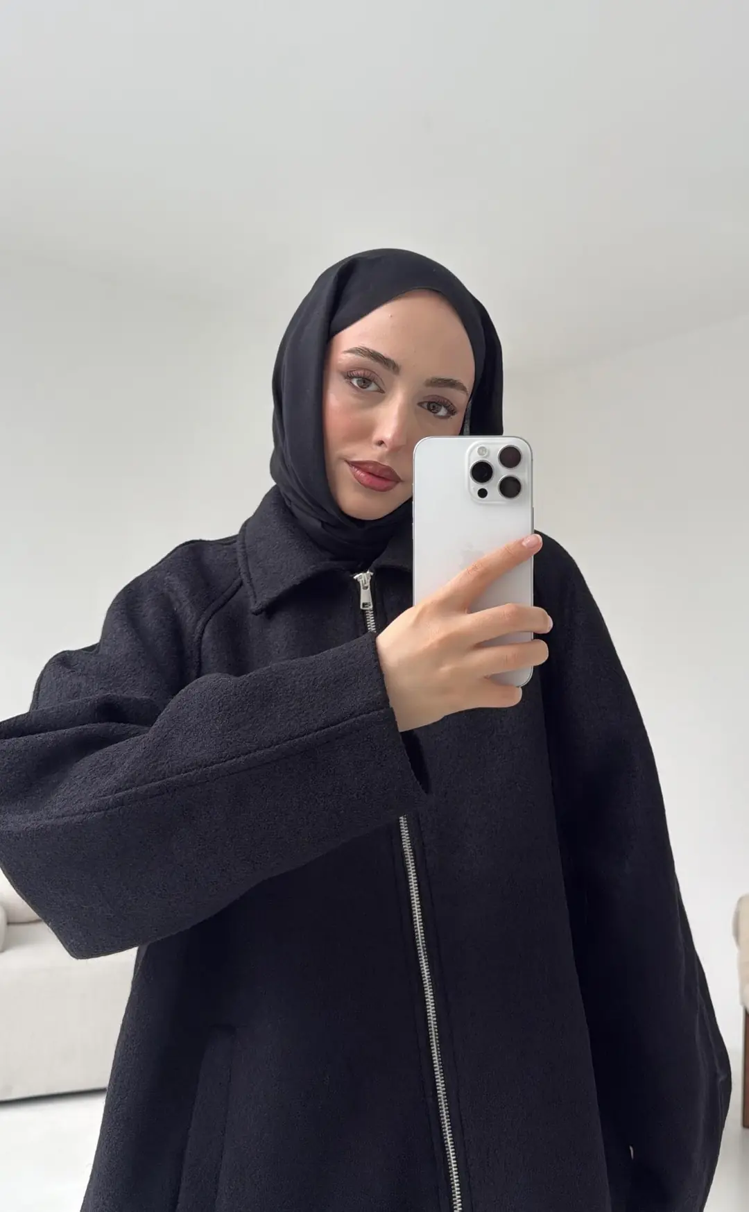 Fermuarlı Premıum Kece Ceket Siyah - Görsel 7