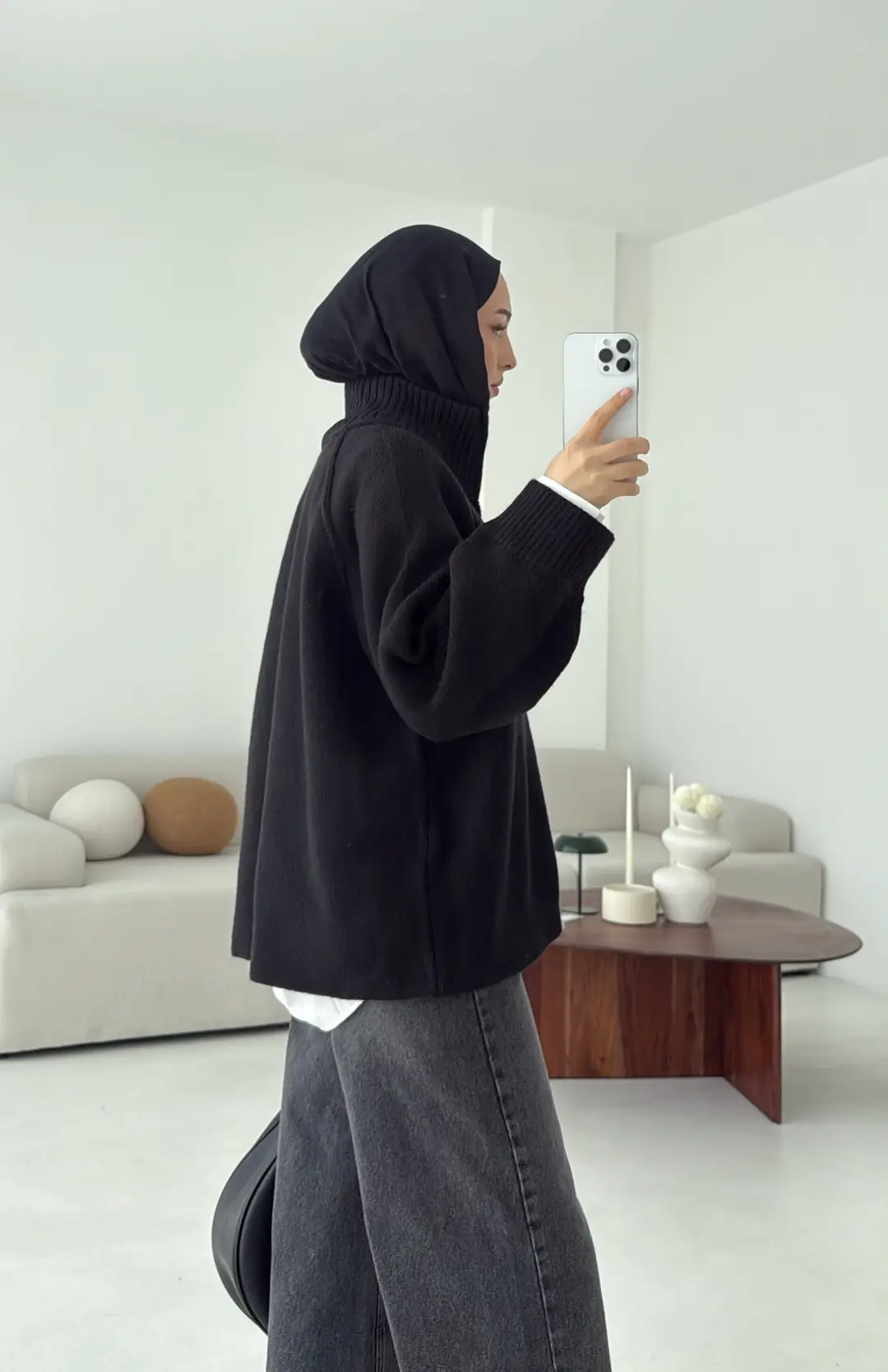 Fermuarlı Şardonlu Hırka Siyah - Görsel 2