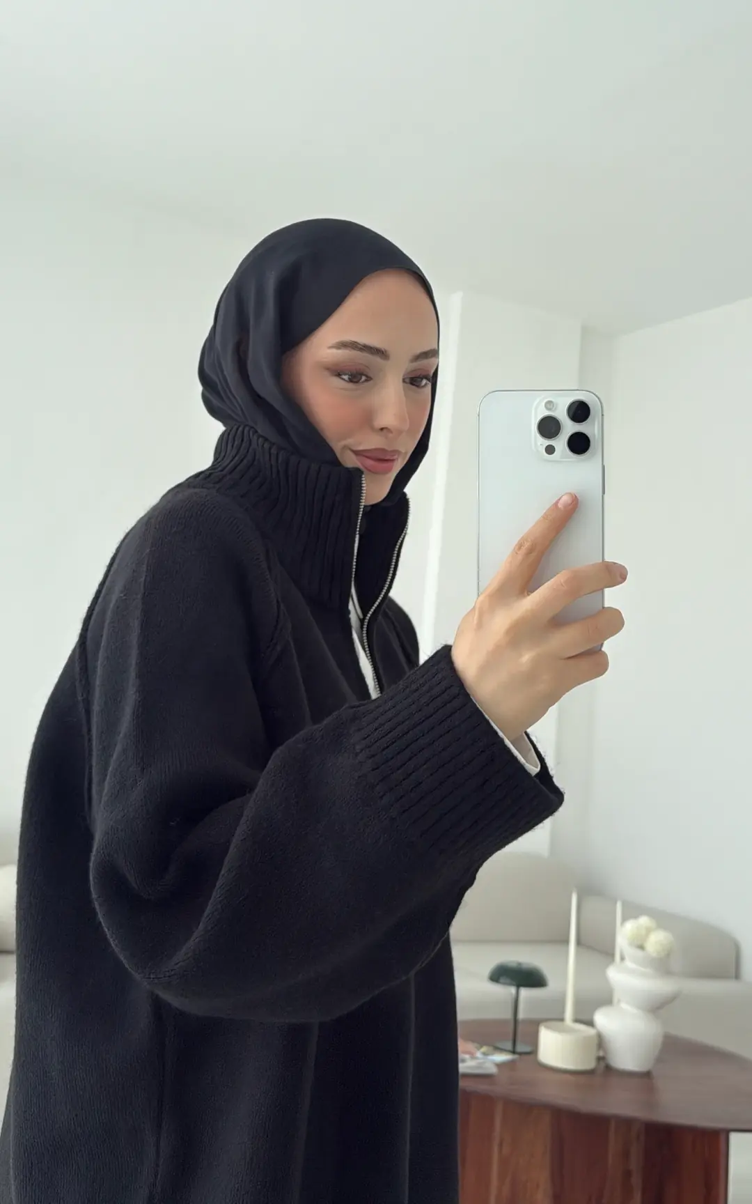 Fermuarlı Şardonlu Hırka Siyah - Görsel 4