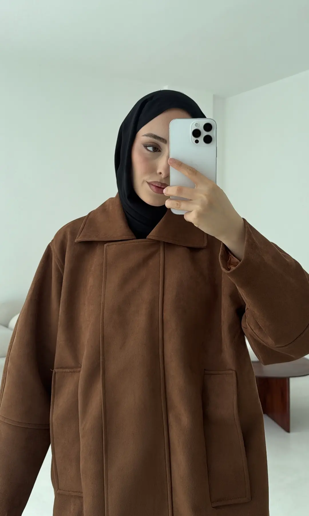 Fermuarlı Süet Ceket Taba - Görsel 2